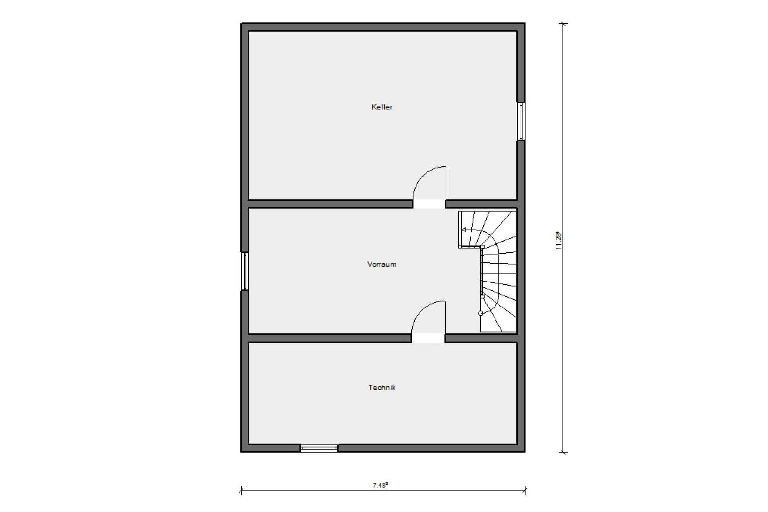 Grundriss Kellergeschoss E 20-149.3 Haus für schmale Grundstücke