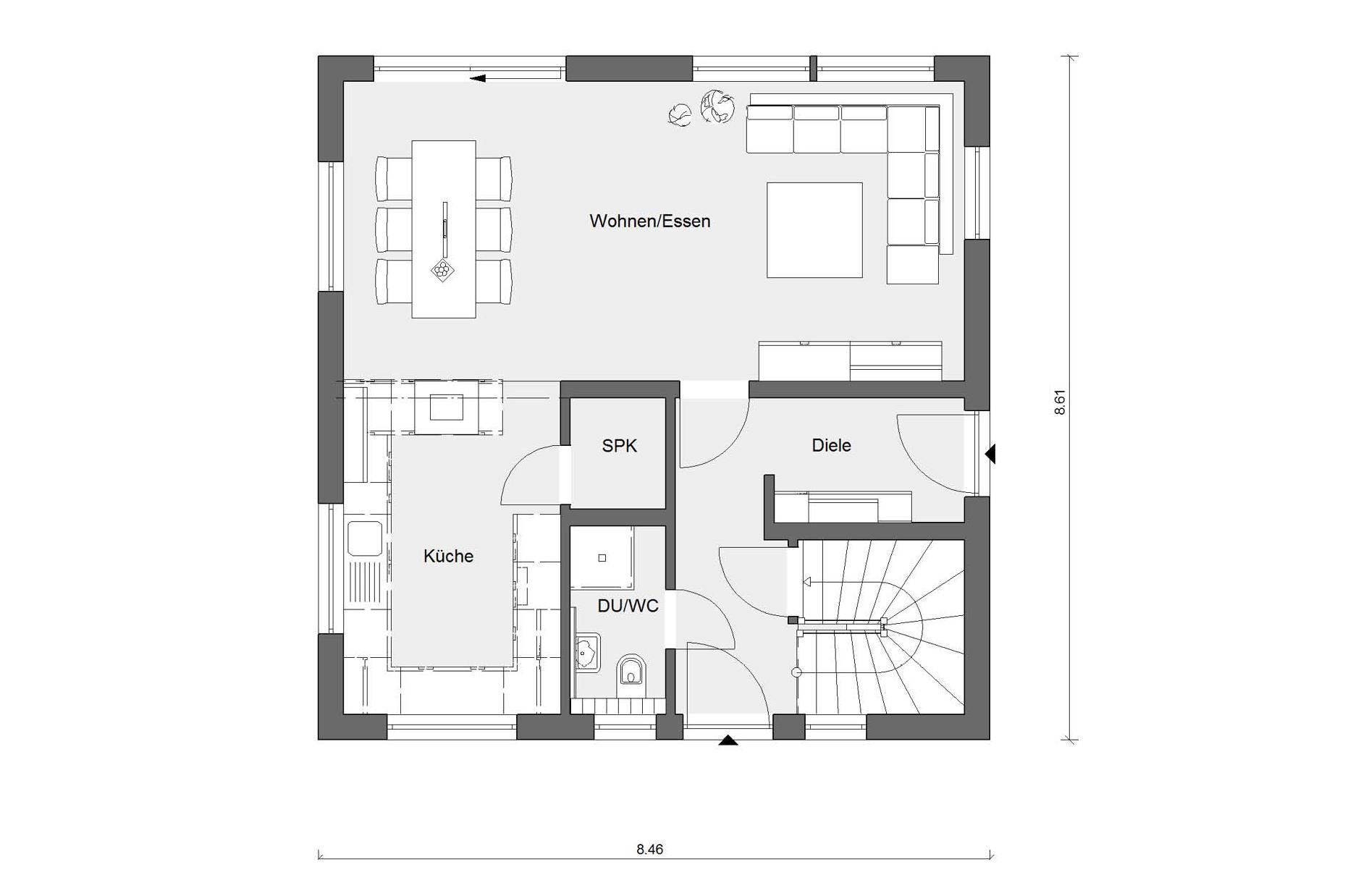 Ground floor Floor plan Detached house Bauhaus style architecture E 20-119.1