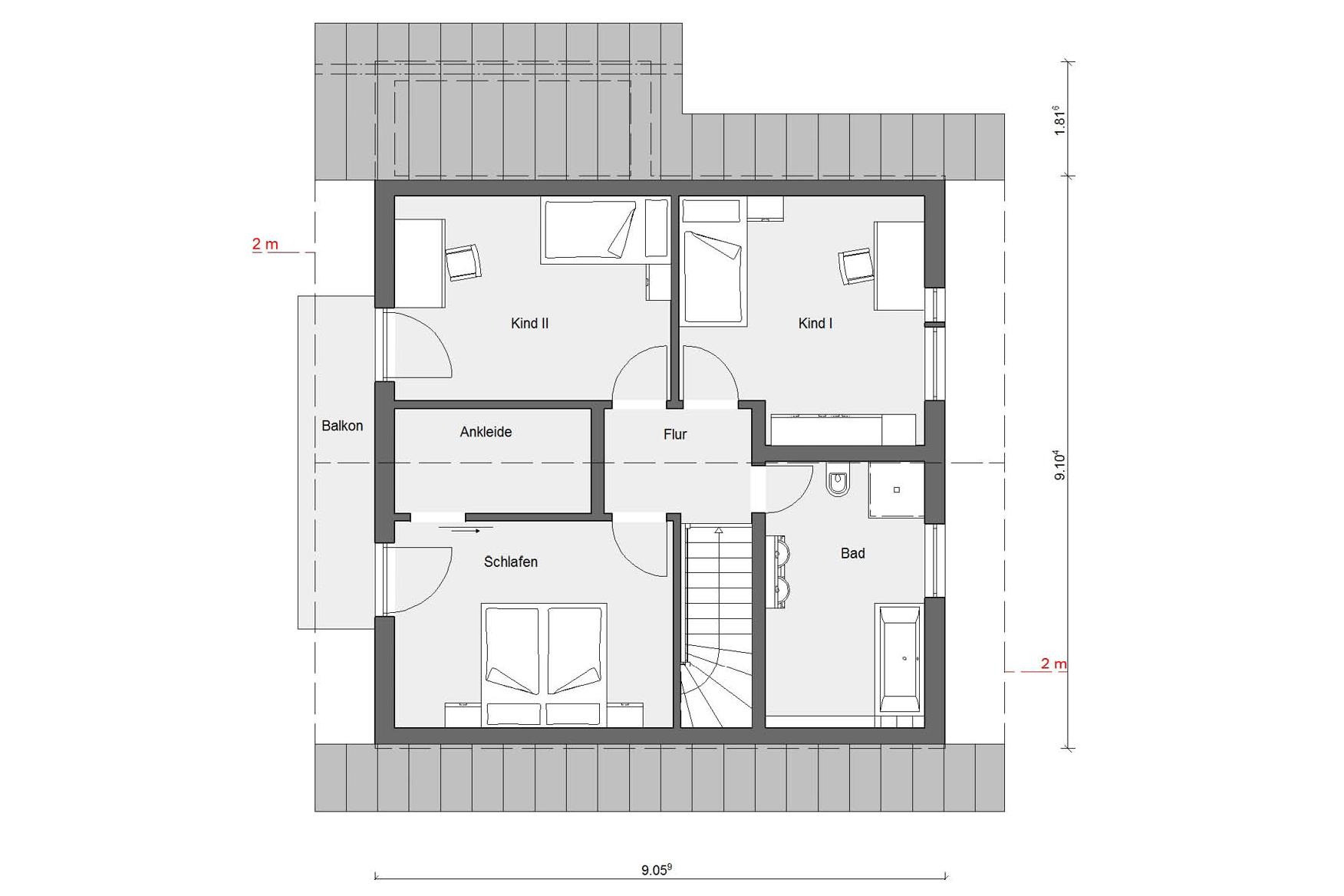 Floor plan attic E 15-141.3 Sonneninselhaus as country house