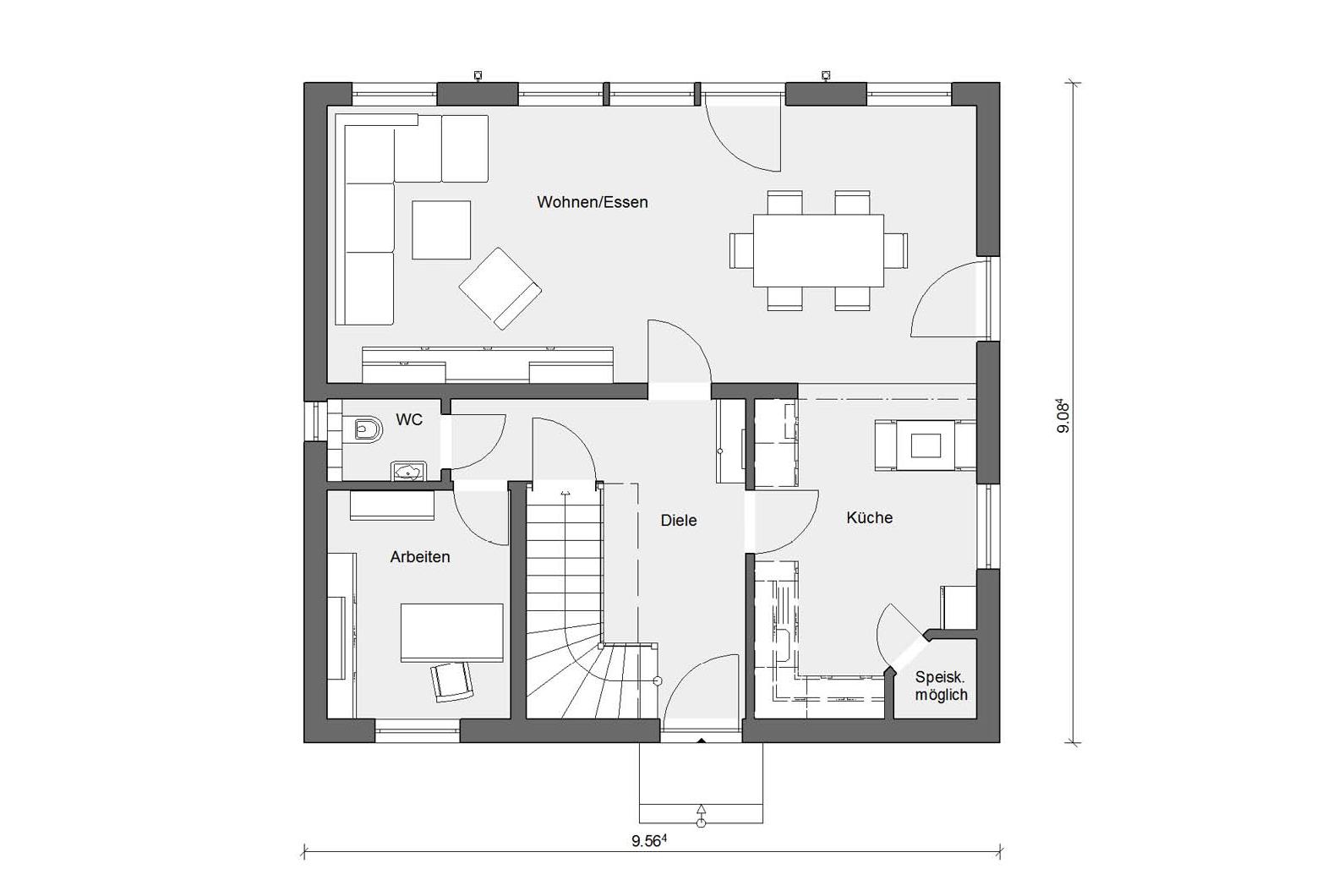 Floor plan ground floor E15-143.9 Bavarian country house style