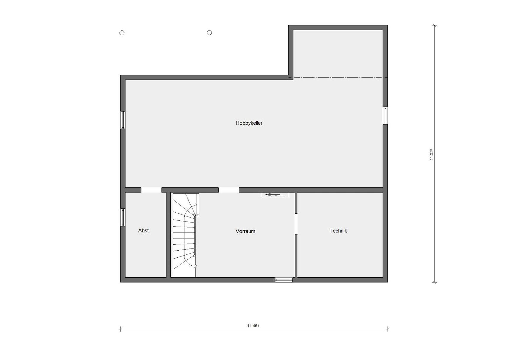 [Translate to Français:] Grundriss Kellergeschoss  E 20-192.1 Haus in Hanglage