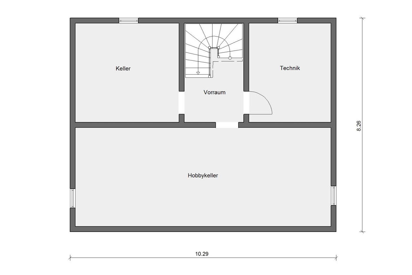 Plan d'étage cave E 15-147.3 Maison individuelle avec terrasse et verrière