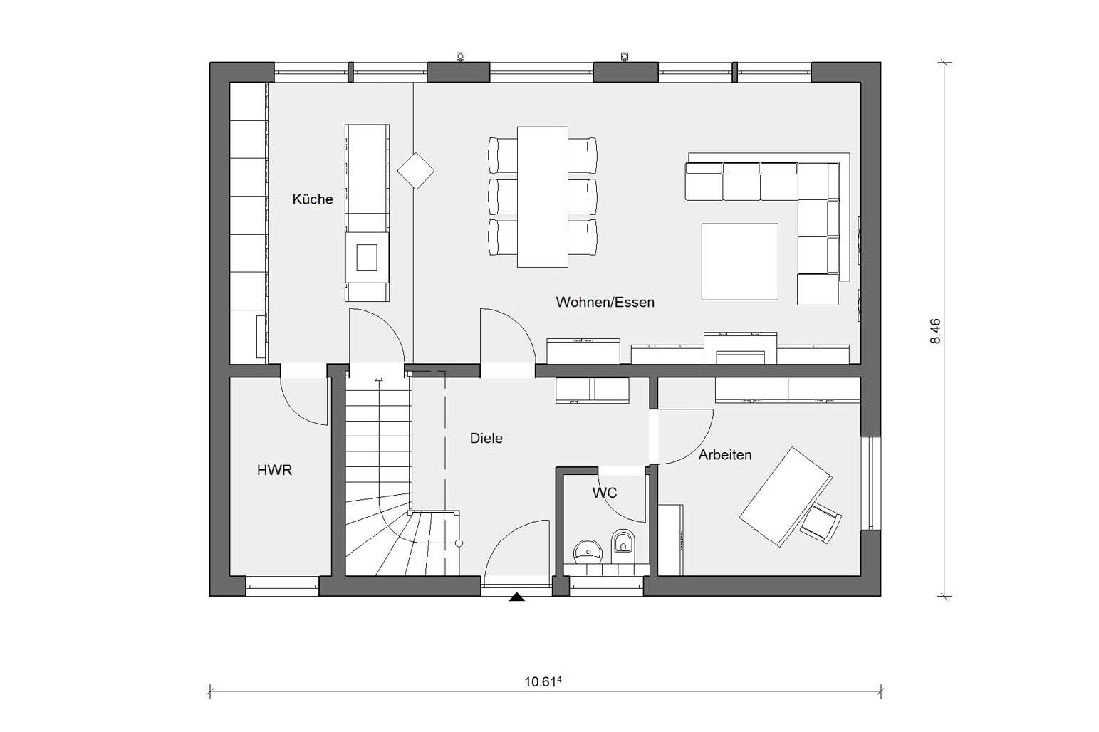 Grundriss Erdgeschoss E 20-148.4 Stadtvilla mit großem Balkon