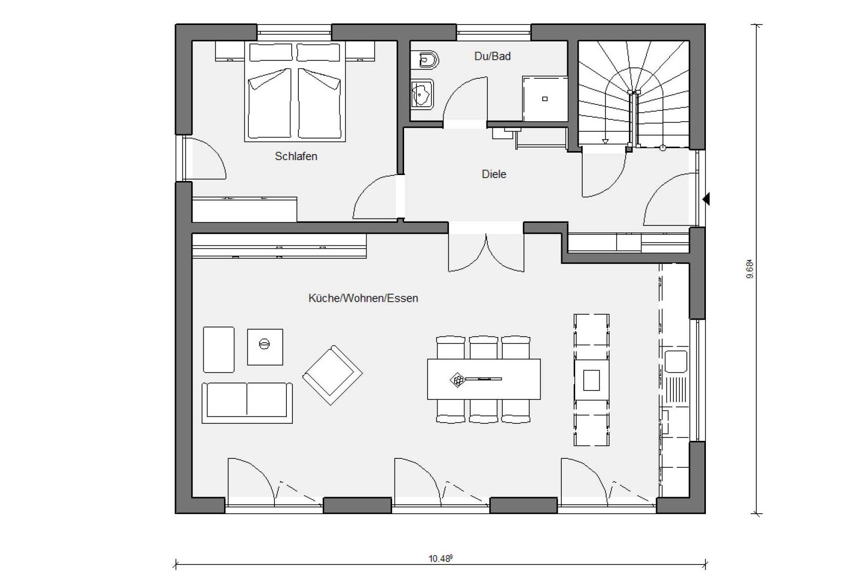 Grundriss Erdgeschoss E 15-164.2 Modernes Haus mit Pultdach