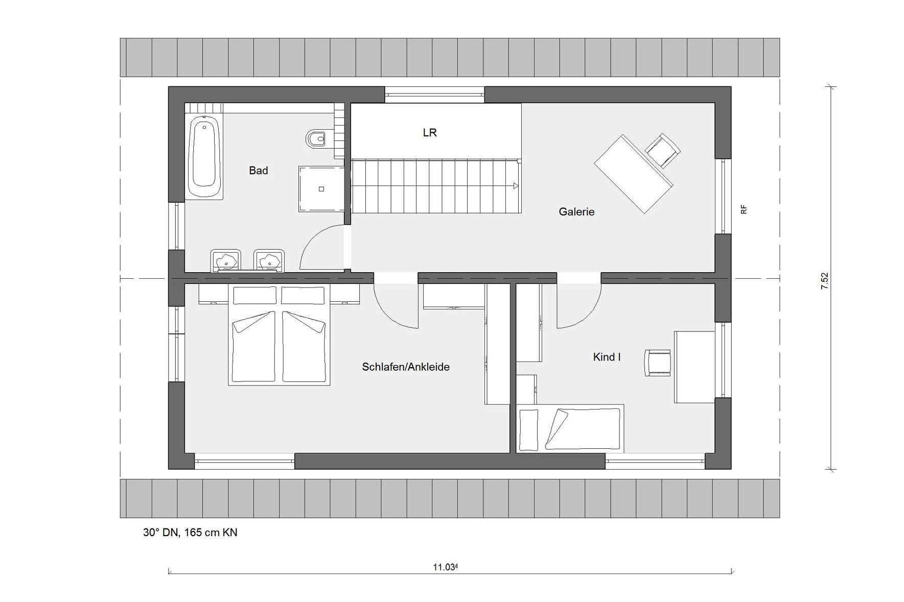 Grundriss Dachgeschoss E 15-133.5 Einfamilienhaus mit Lamellenfassade