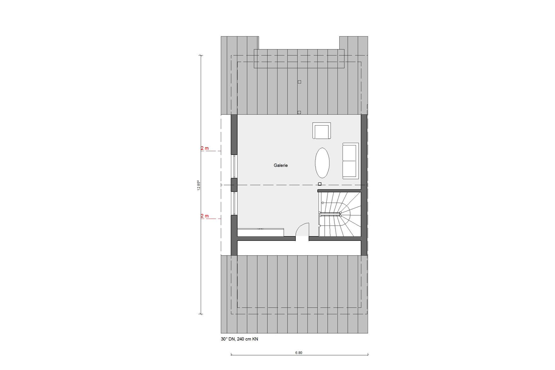 Plan d'étage grenier D 15-216.1 Maison d’angle jumelée