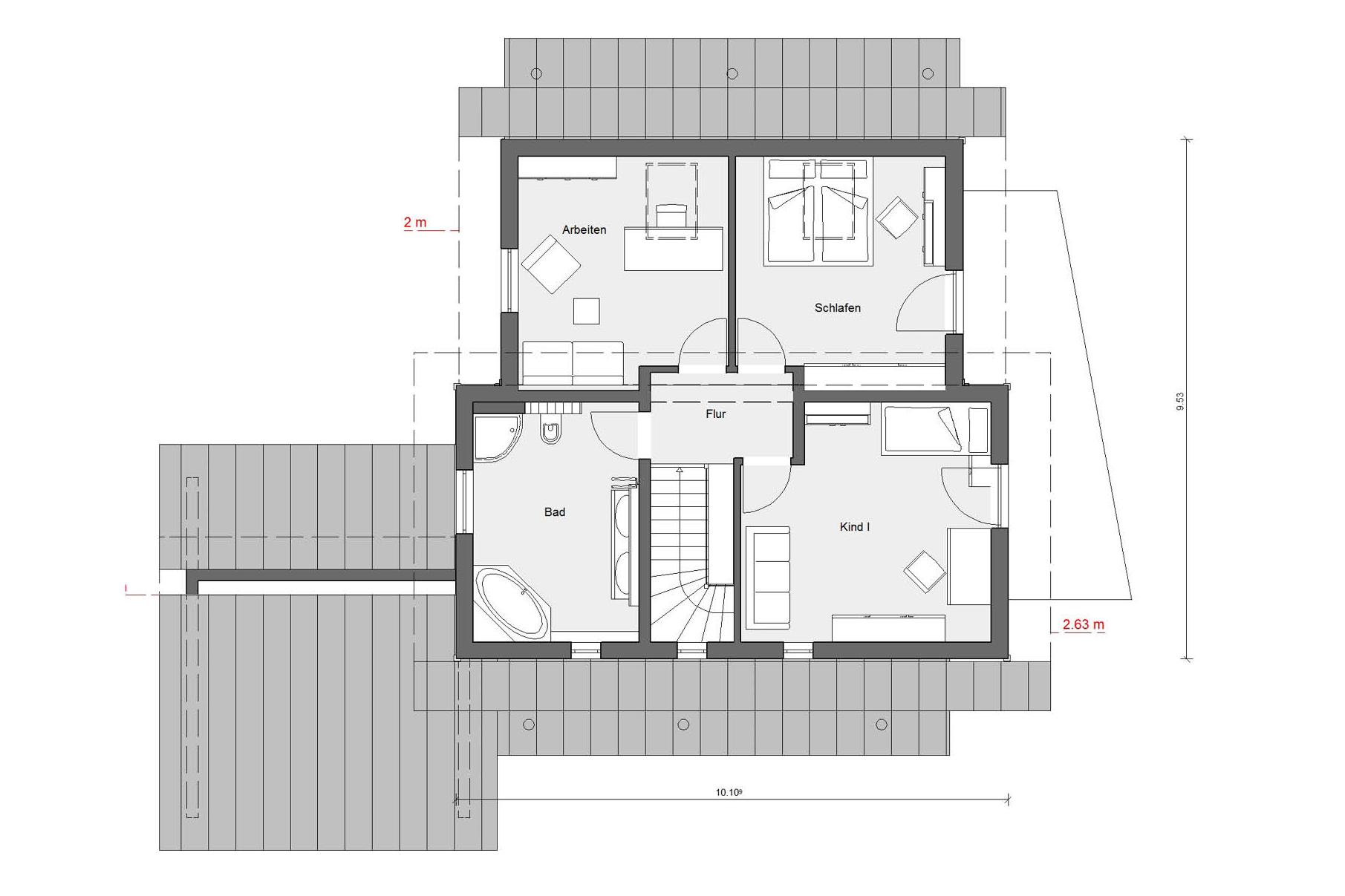 Plan d'étage grenier Young Family Home E 15-146.3