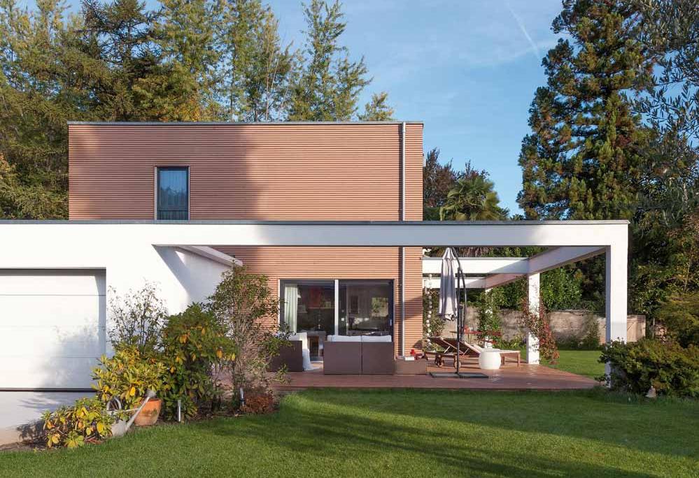 Modern prefabricated house in cube shape