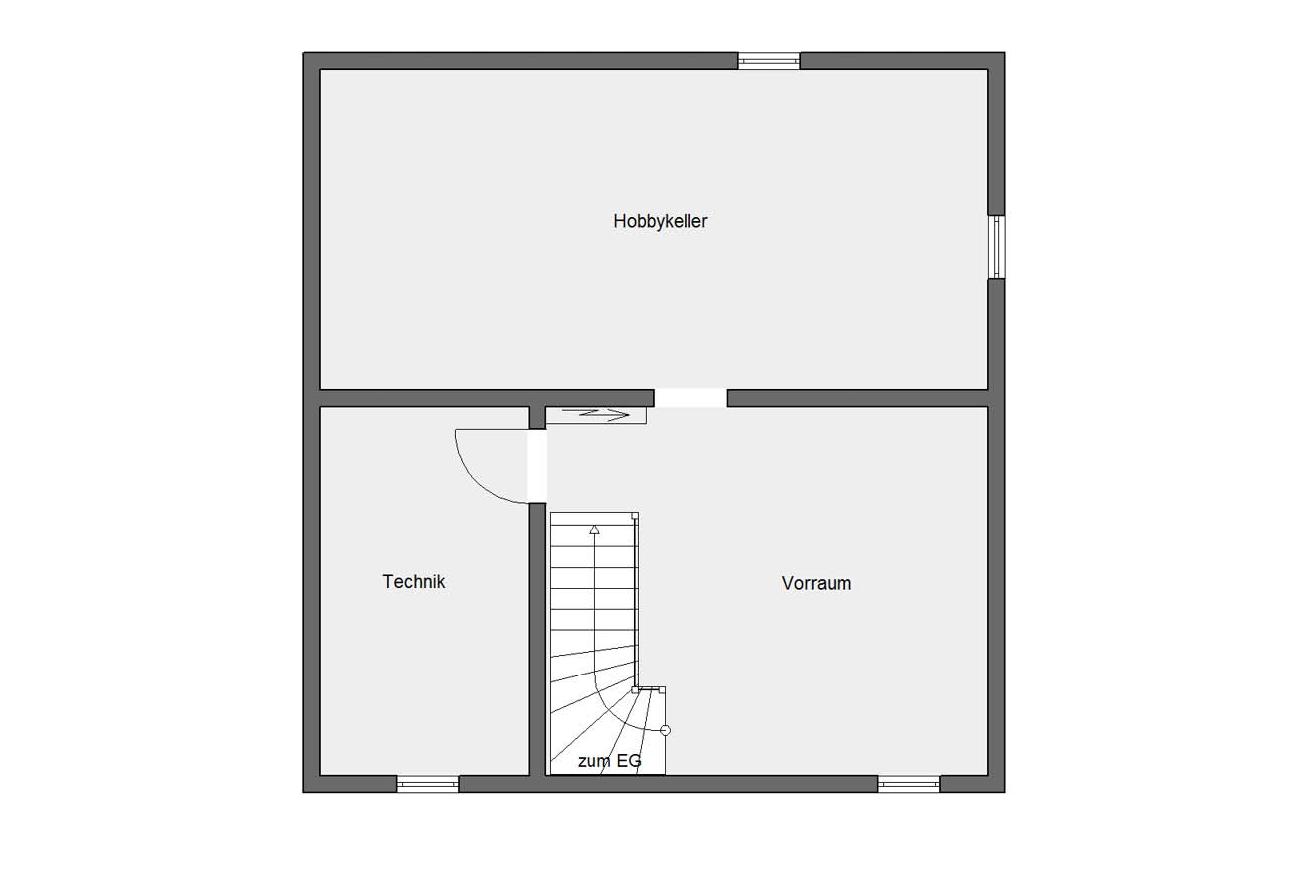 Pianta seminterrato E 20-142.3 Casa prefabbricata in stile Bauhaus
