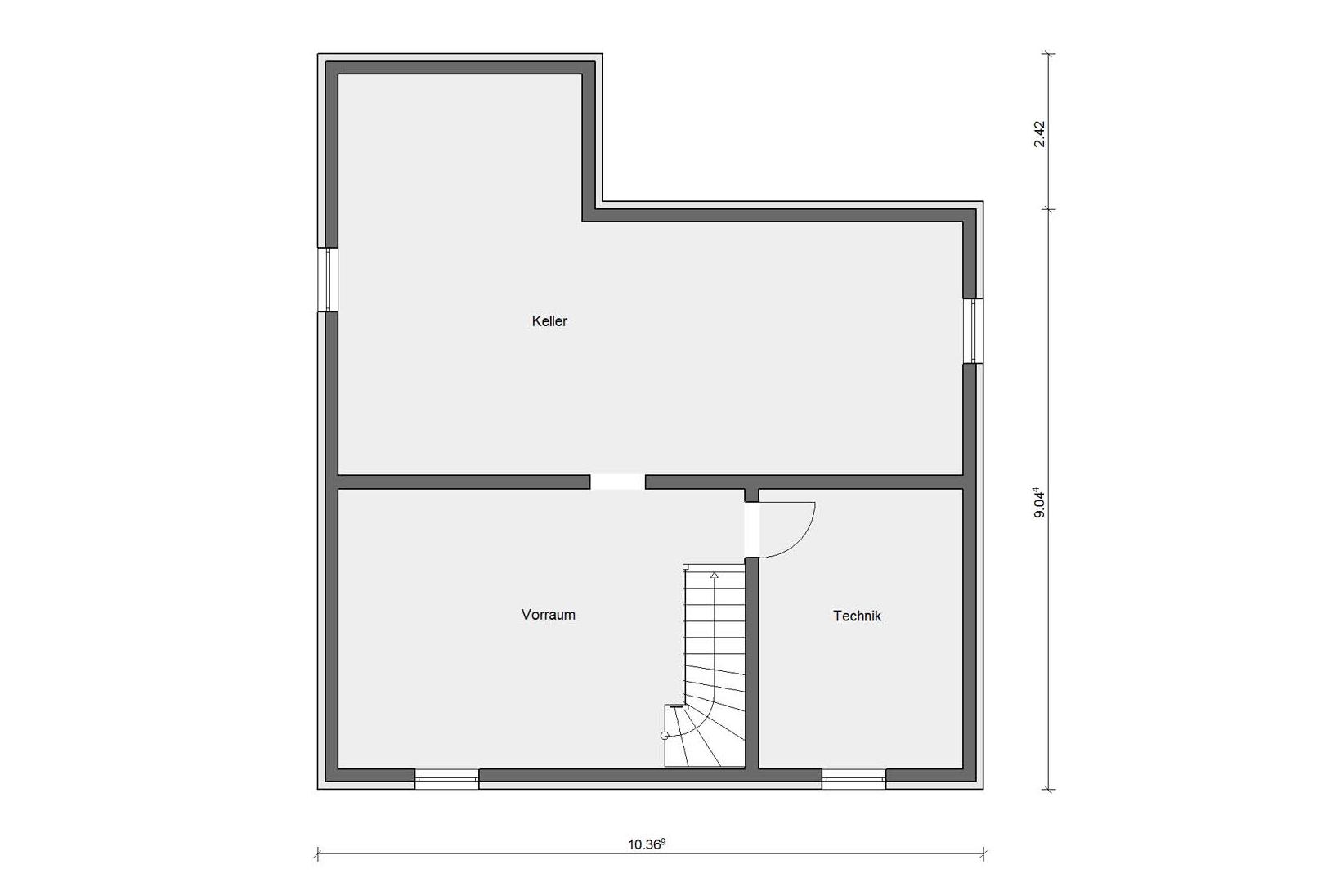 Grundriss Kellergeschoss E 20-164.3 Haus mit Erker-Balkon