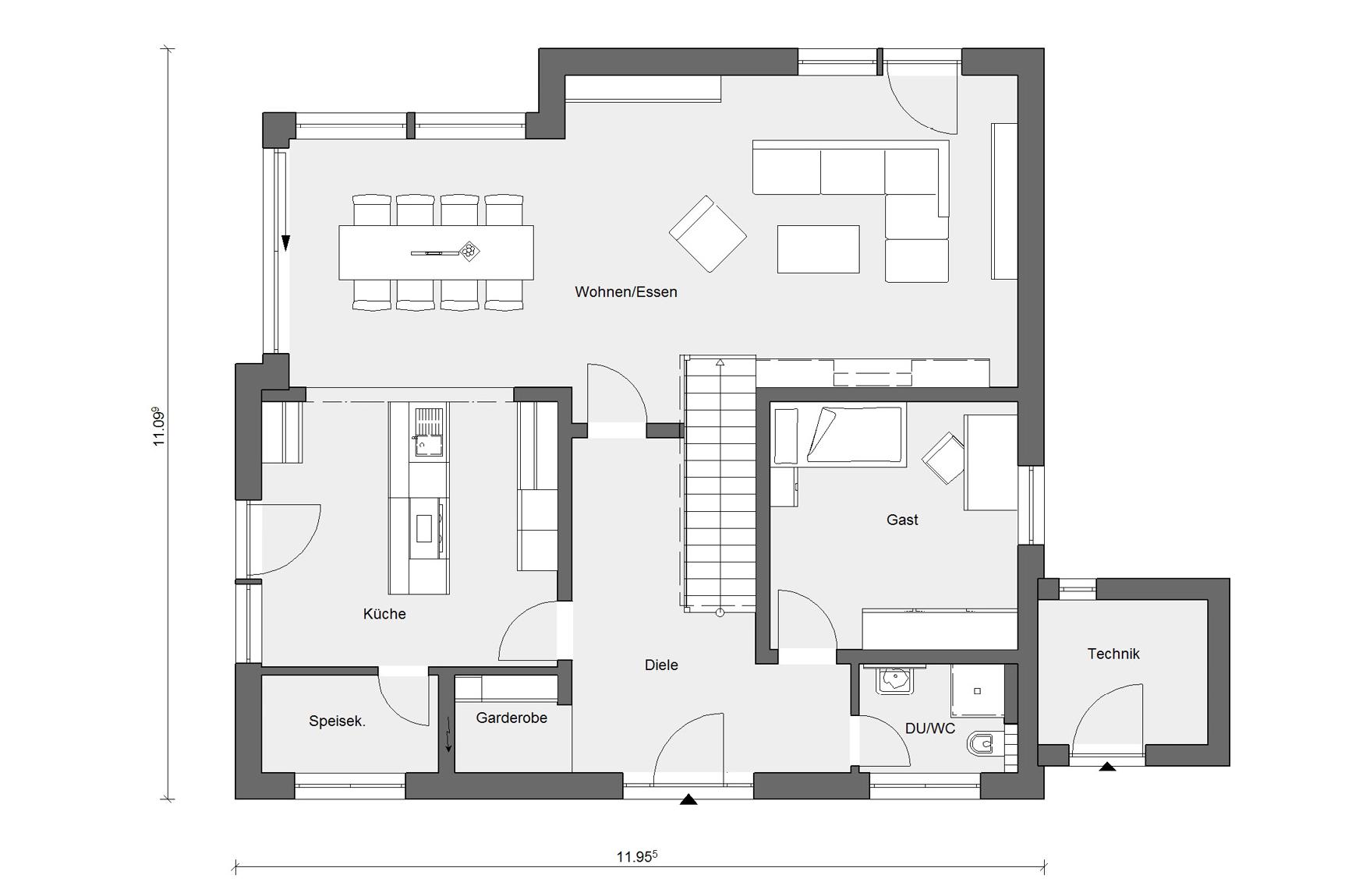 Maison individuelle avec toit à une pente