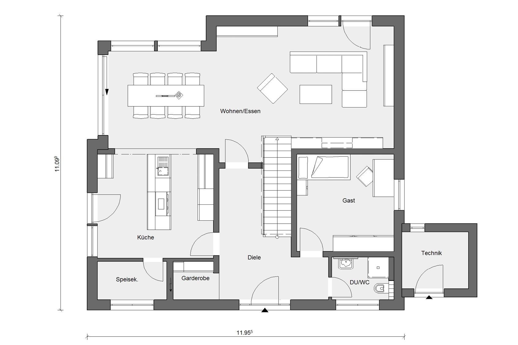 Grundriss Erdgeschoss Musterhaus Mülheim-Kärlich