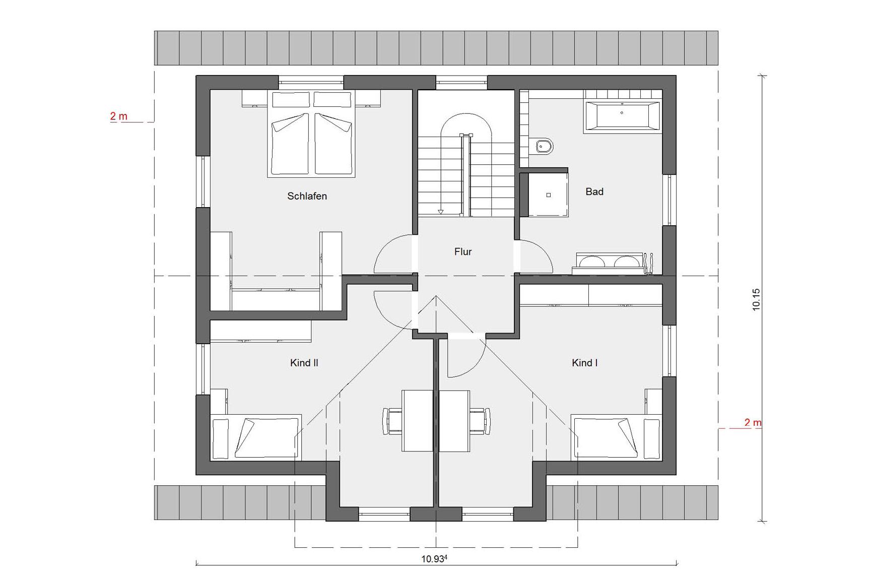 Grundriss Dachgeschoss  E 15-174.3 Einfamilienhaus mit Erker