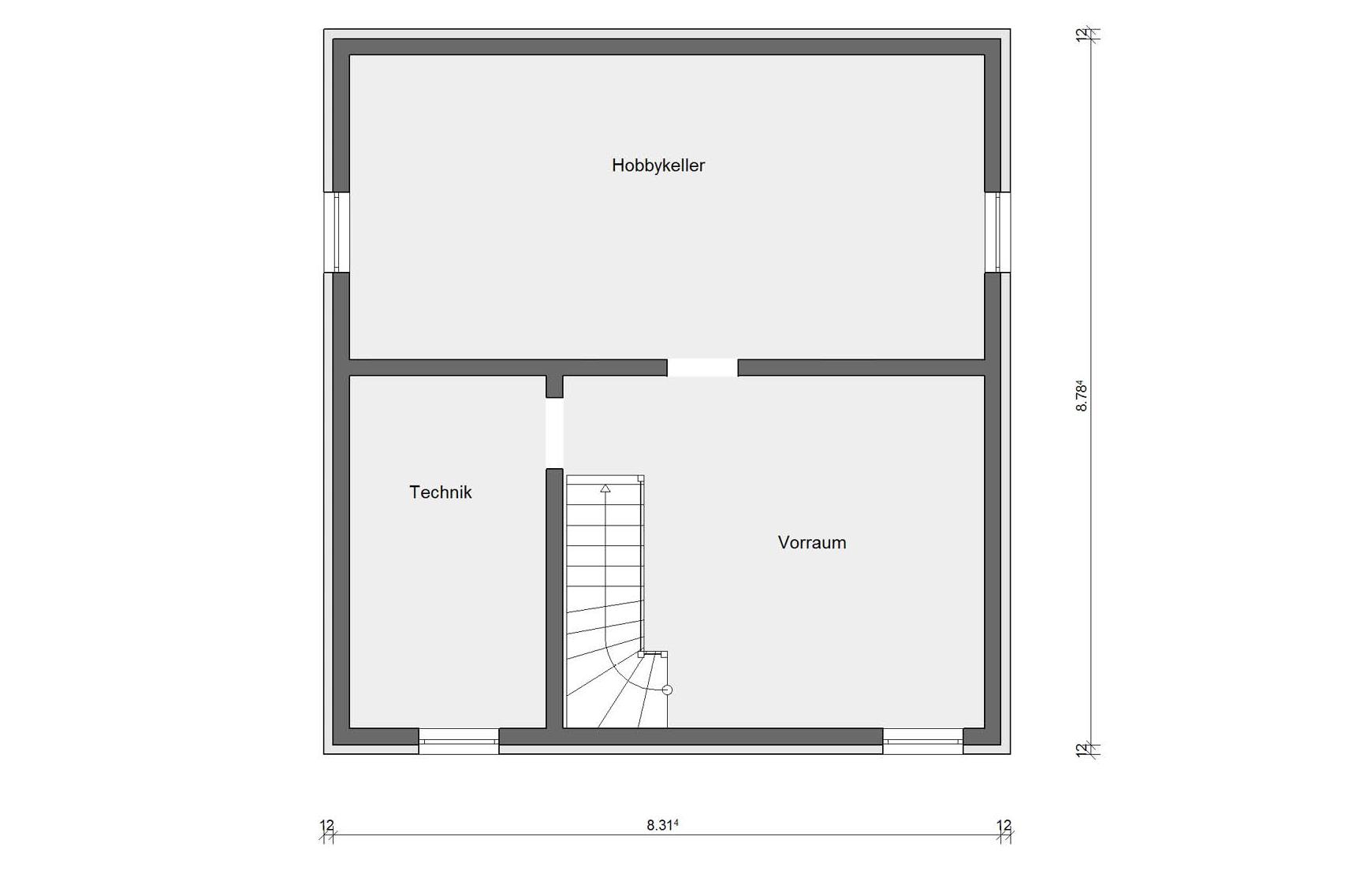 Kellergeschoss Grundriss E 15-127.9 Modernes Einfamilienhaus