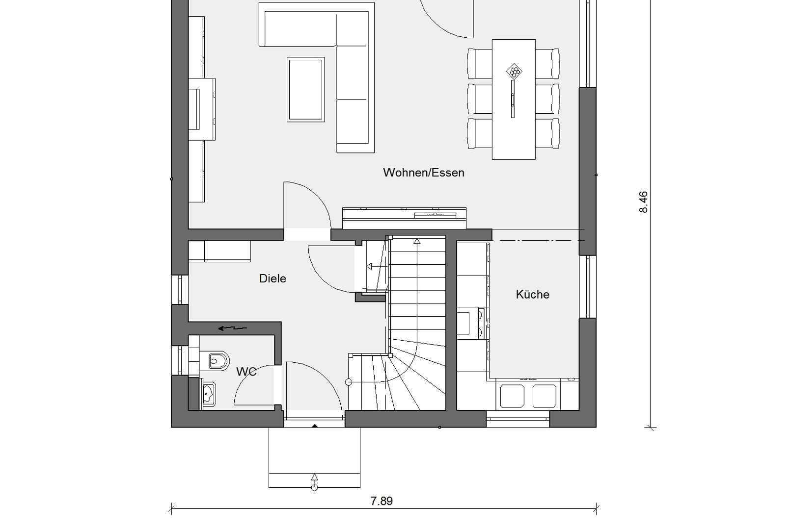 Plan d'étage rez-de-chaussée E 20-108.4 le classique de la villa urbaine