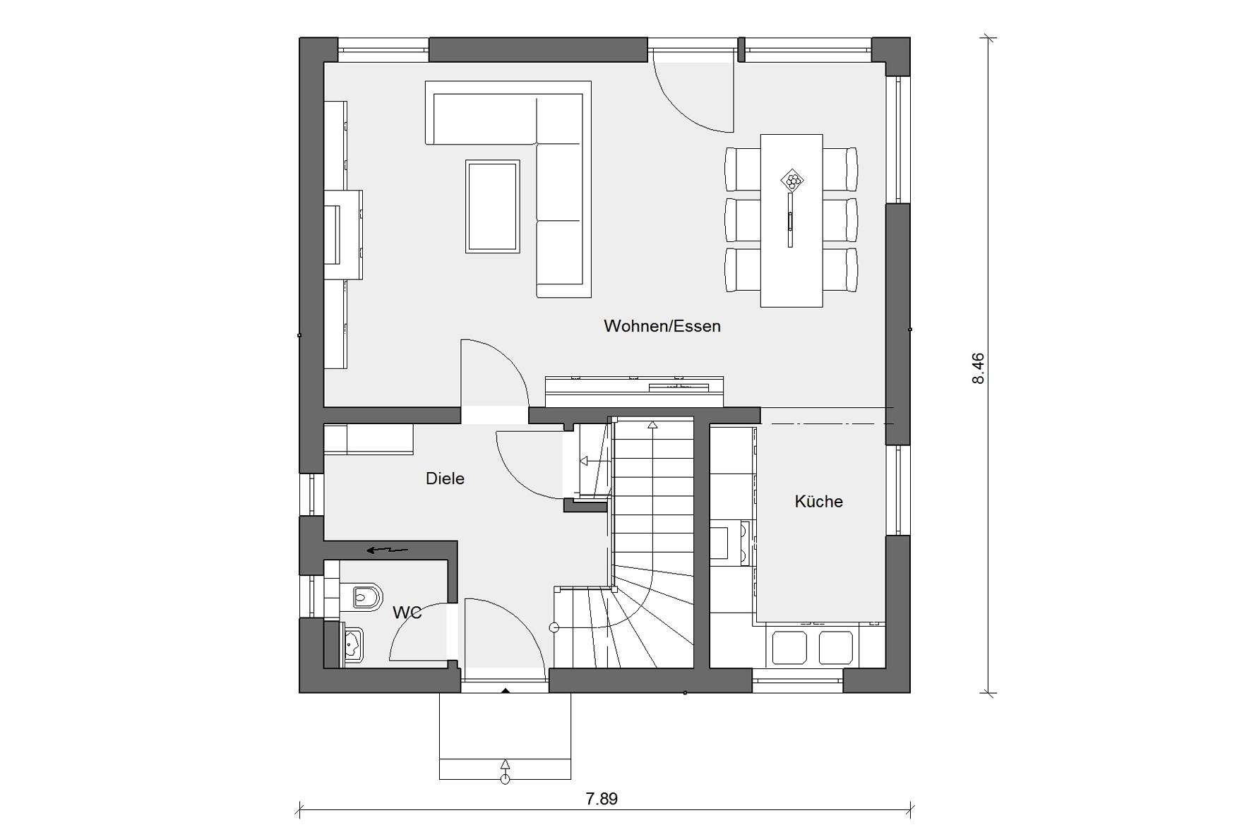 Grundriss Erdgeschoss E 20-108.4 Der Klassiker-Stadtvilla