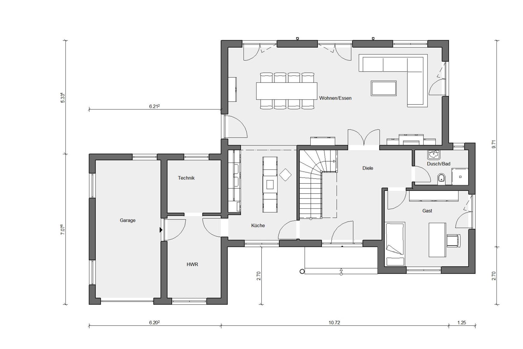 [Translate to Français:] Grundriss Erdgeschoss Franzsösischer Landhausstil E 20-201.1