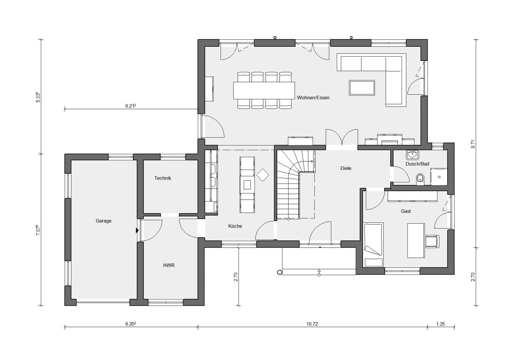 Plan du rez-de-chaussée Schwörer maison témoins à Wadern Nunkirchen E 20-201.1