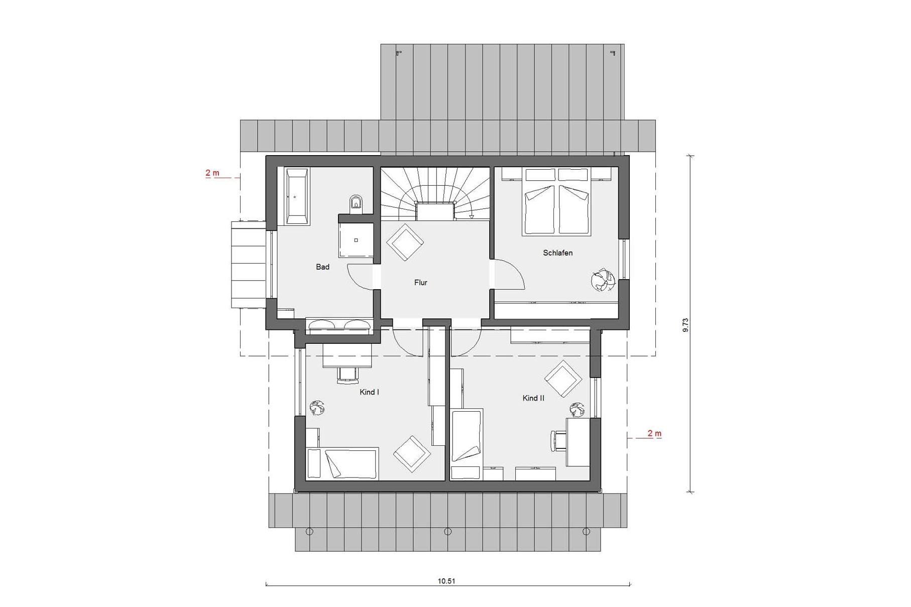 Attic floor plan prefab house with wood E 15-154.1