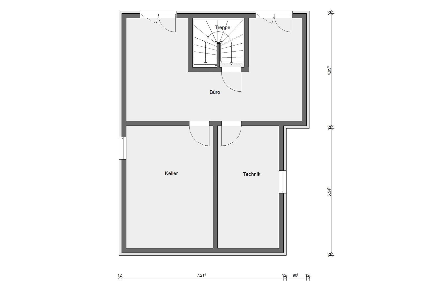 Grundriss Kellergeschoss E 15-139.8 Plusenergie-Haus