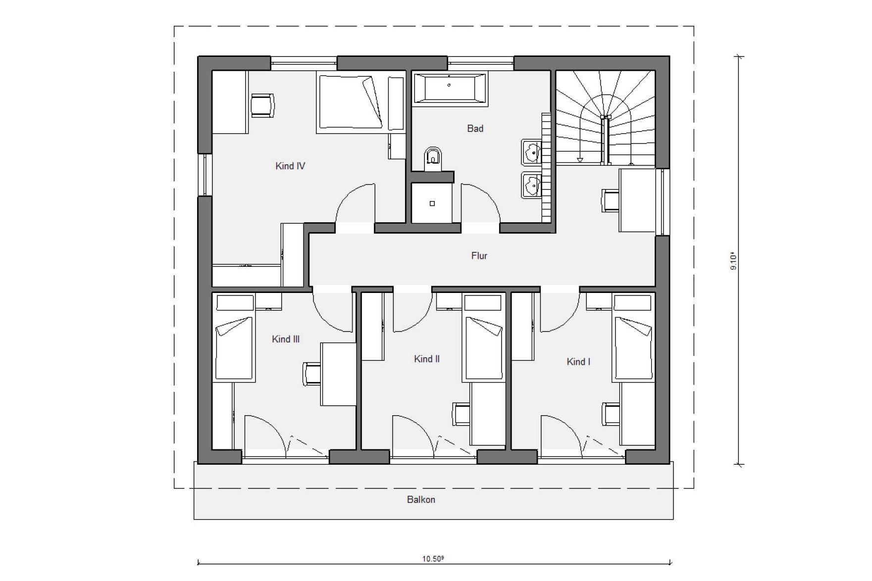 Grundriss Dachgeschoss E 20-164.4 Landhaus mit Pultdach