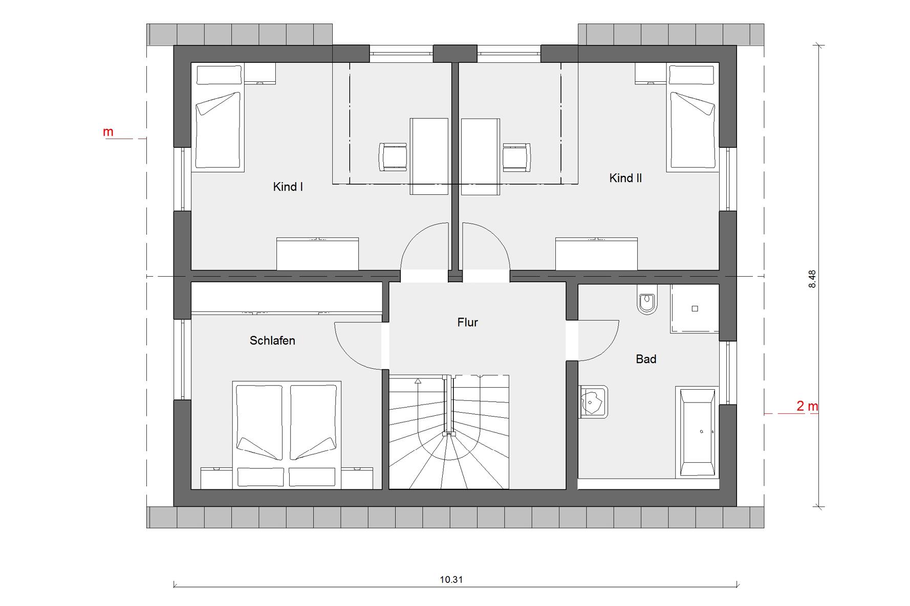 Grundriss Dachgeschoss E 15-143.32 Haus mit Flachdachgaube