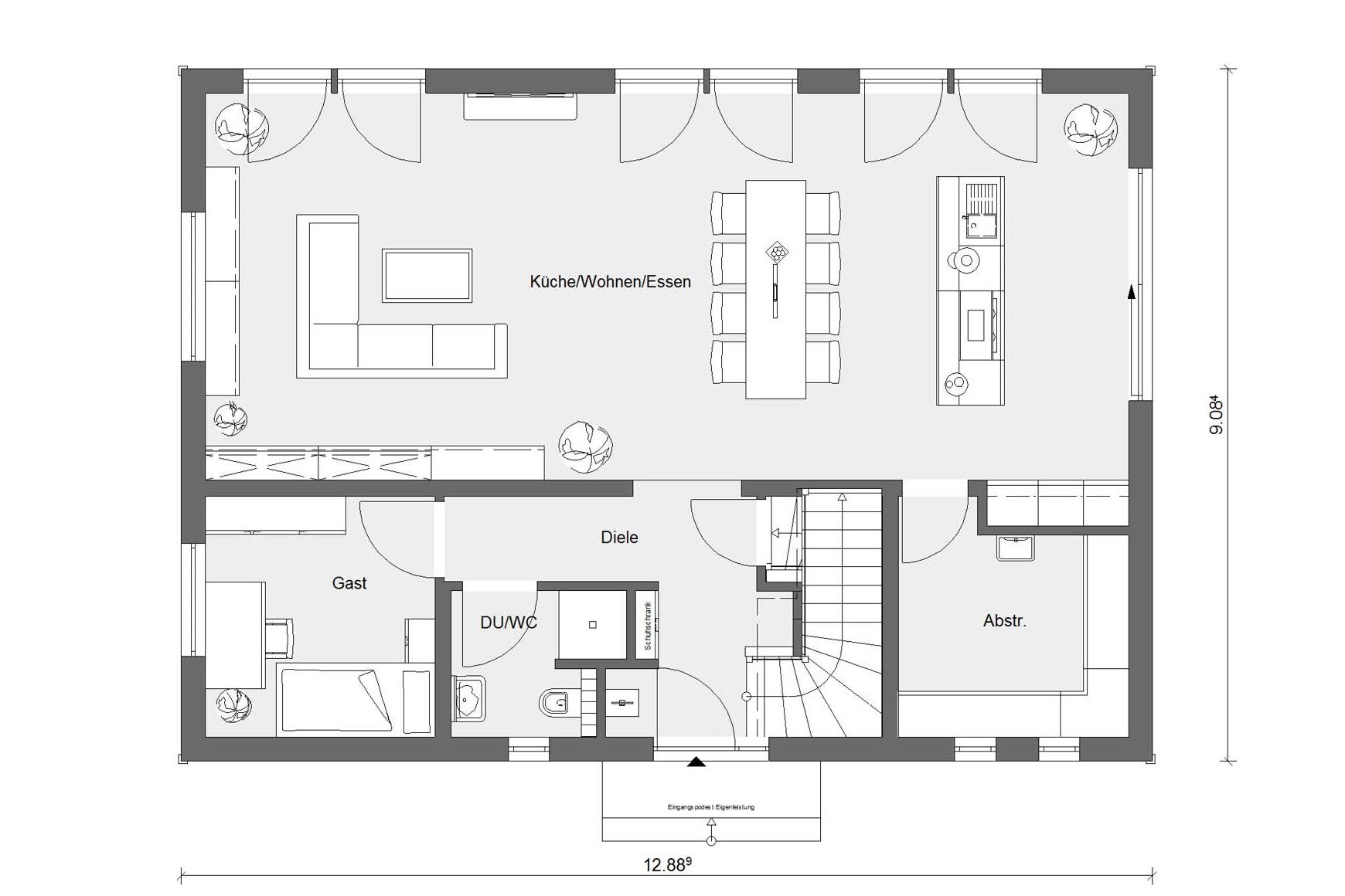 Grundriss Erdgeschoss Energiesparhaus E 20-196.2