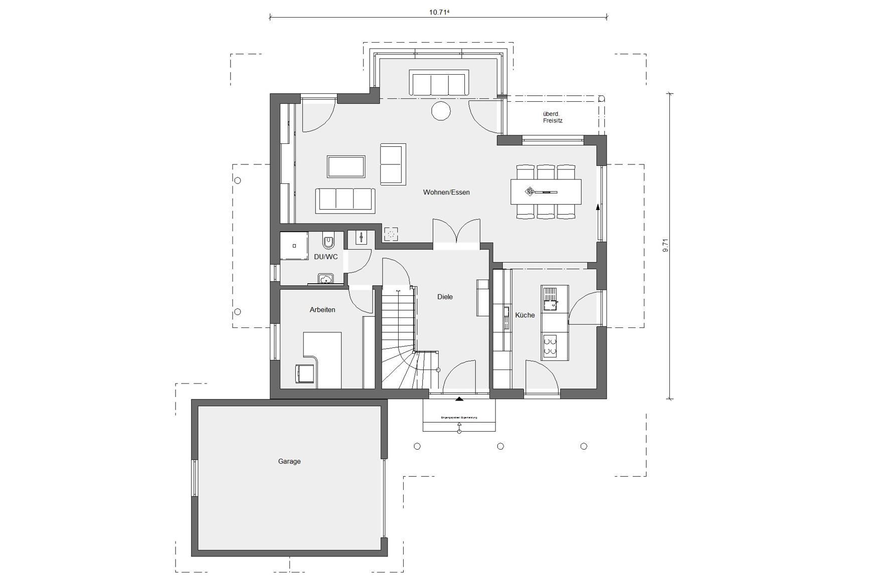 Grundriss Einfamilienhaus mit Garage