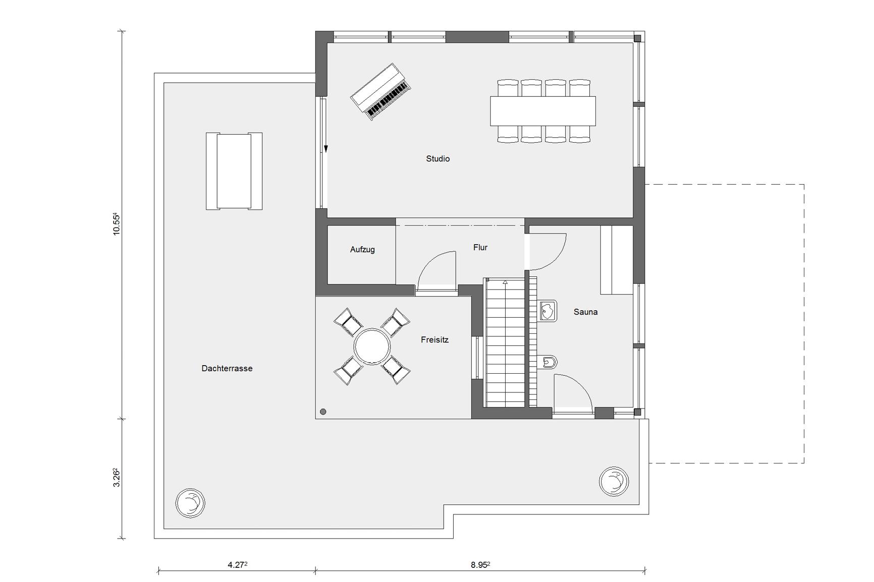 Pianta della casa prefabbricata mansardata accessibile con sedia a rotelle