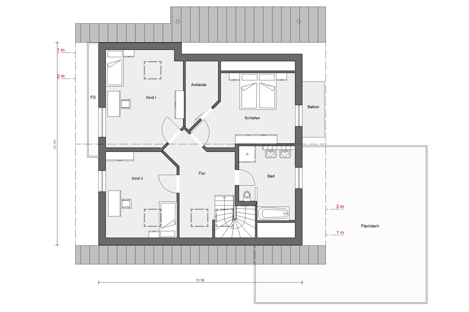 Pianta soffitta E 15-201.1 Casa Energy Plus a basso consumo energetico