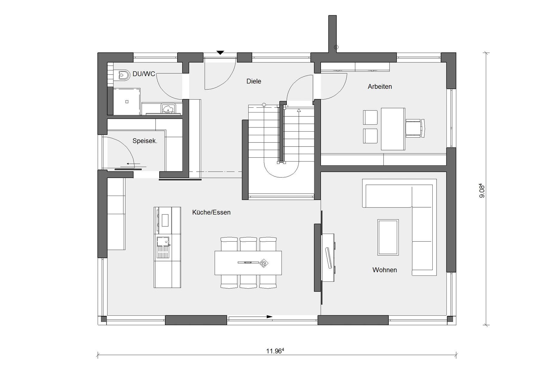Plan d'étage rez-de-chaussée maison modèle Auggen