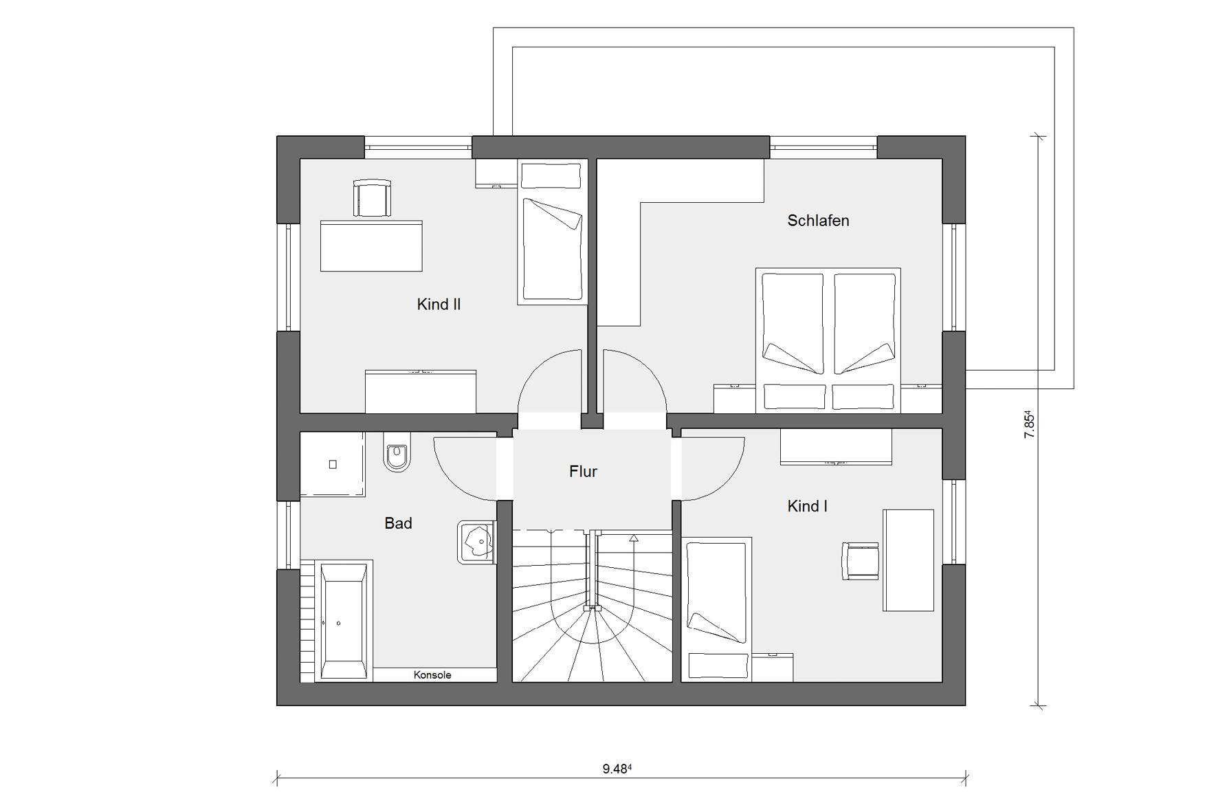 Grundriss Dachgeschoss E 20-120.4 Stadtvilla