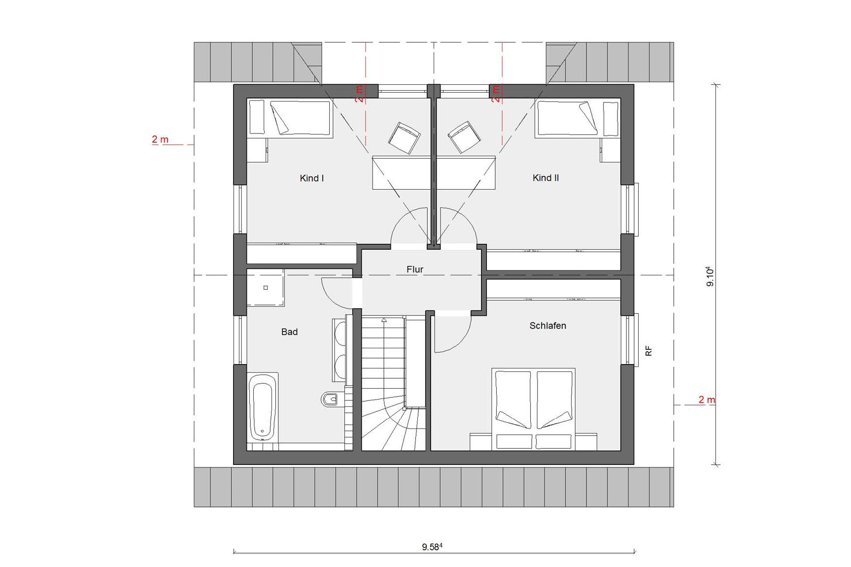 Plan d'étage grenier E 15-143.8 Maison préfabriquée scandinave