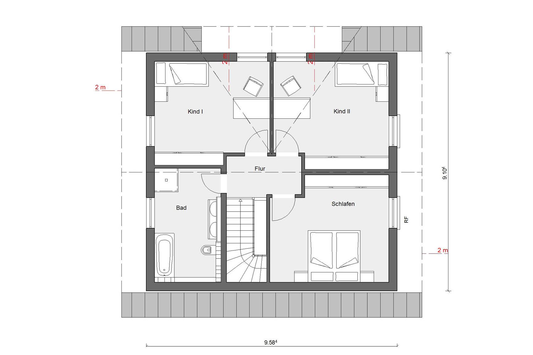 Pianta soffitta E 15-143.8 Casa prefabbricata country house in stile scandinavo 