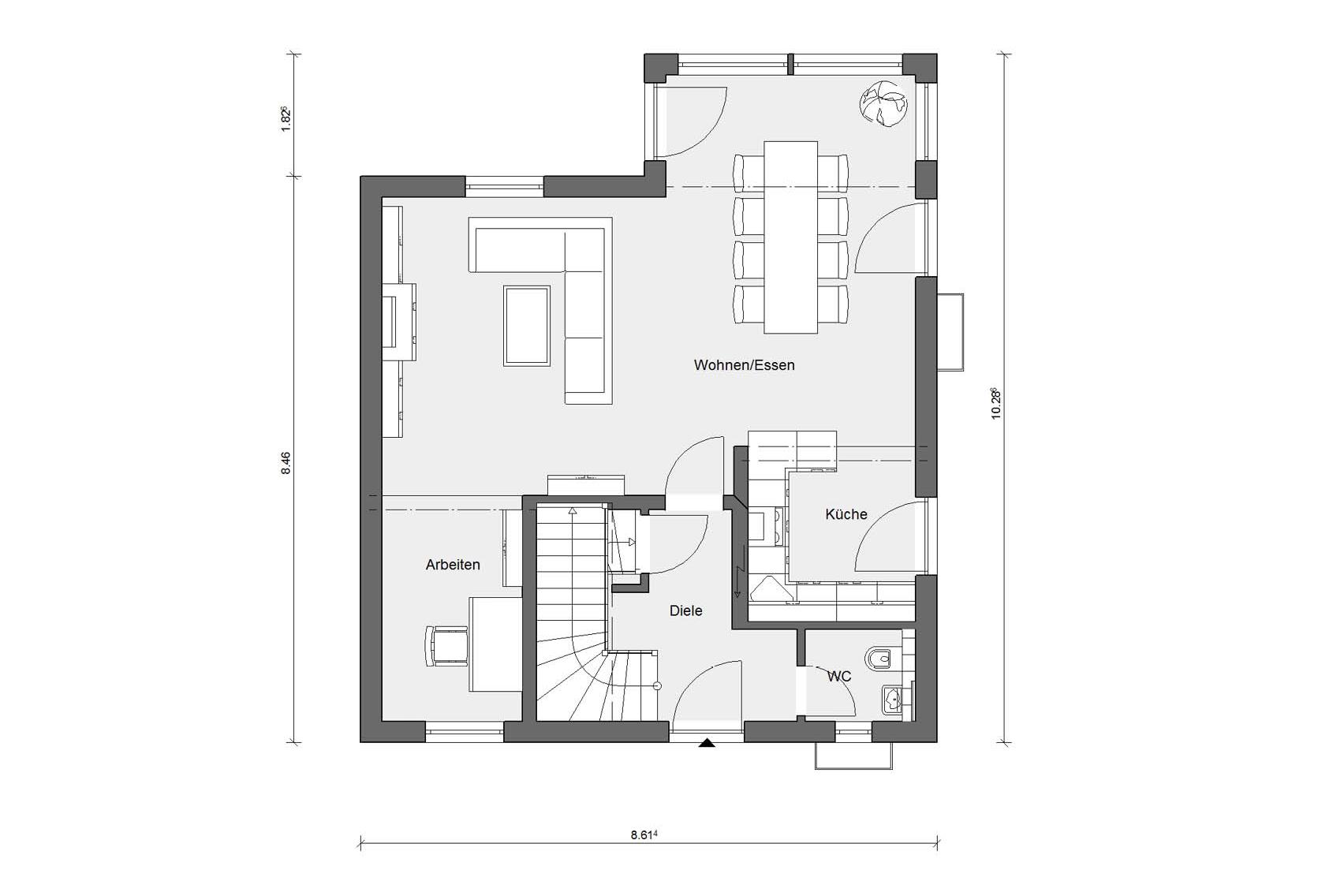 Erdgeschoss Grundriss E 15-126.7 Attraktive Architektur