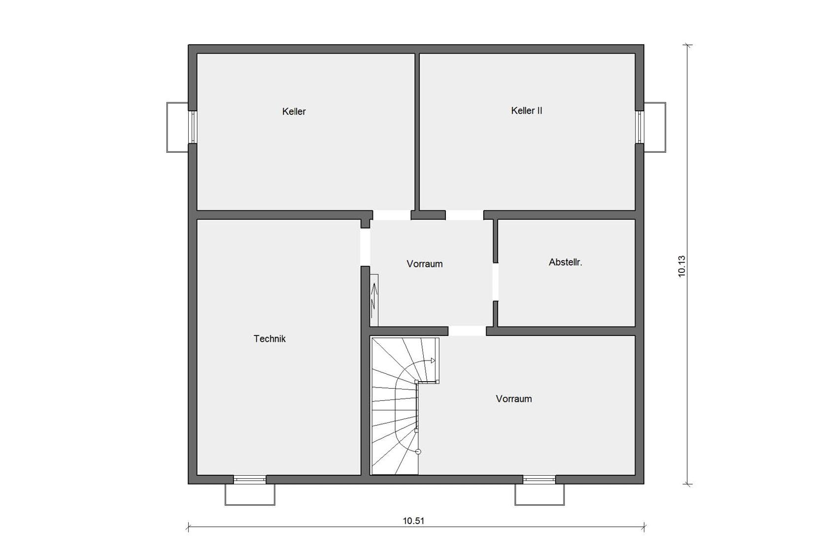 [Translate to Français:] Kellergeschoss Grundriss Mehrgenerationen-Fertighaus M 15-180.2