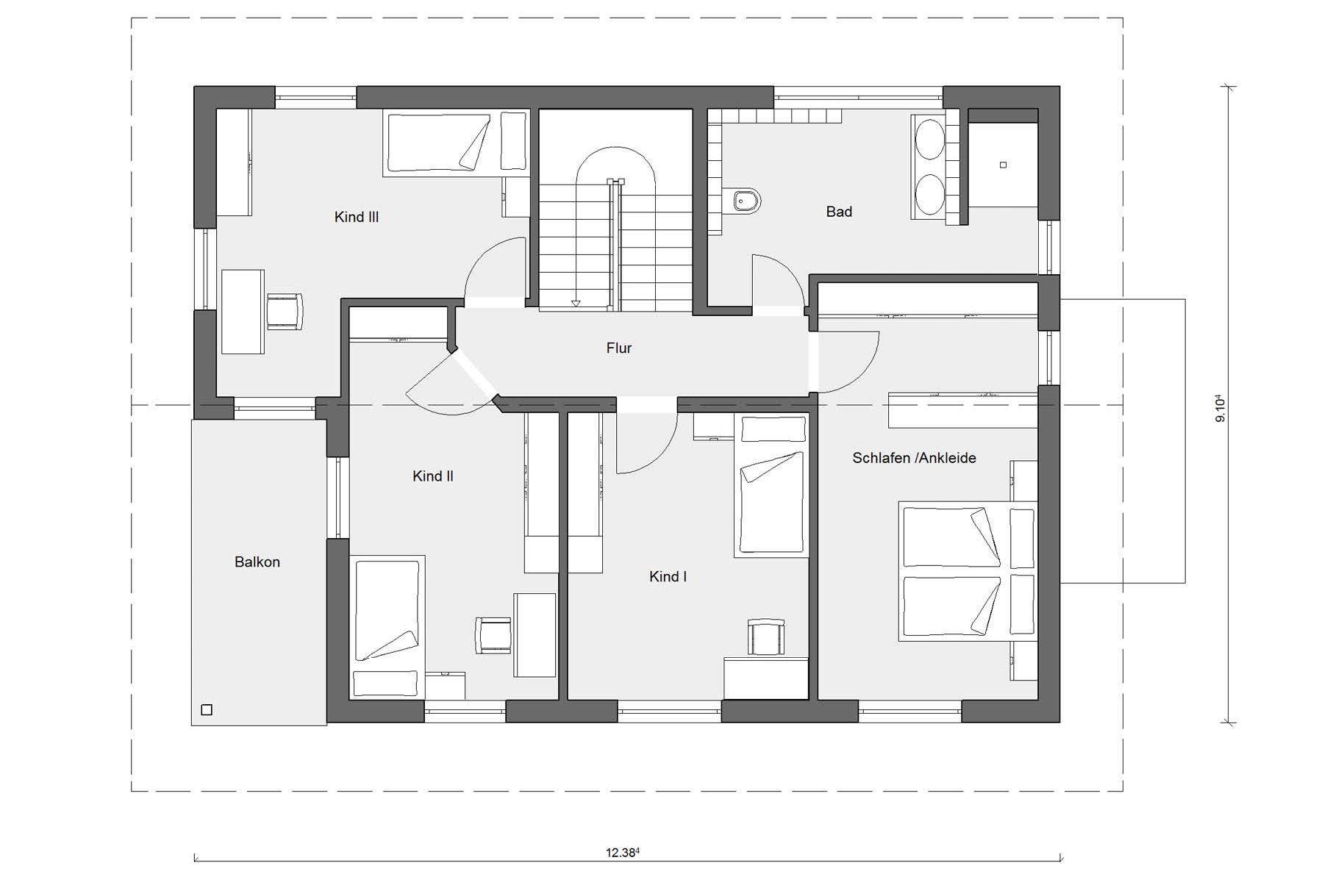 Attic floor plan E 20-172.2 Energyplus prefabricated house