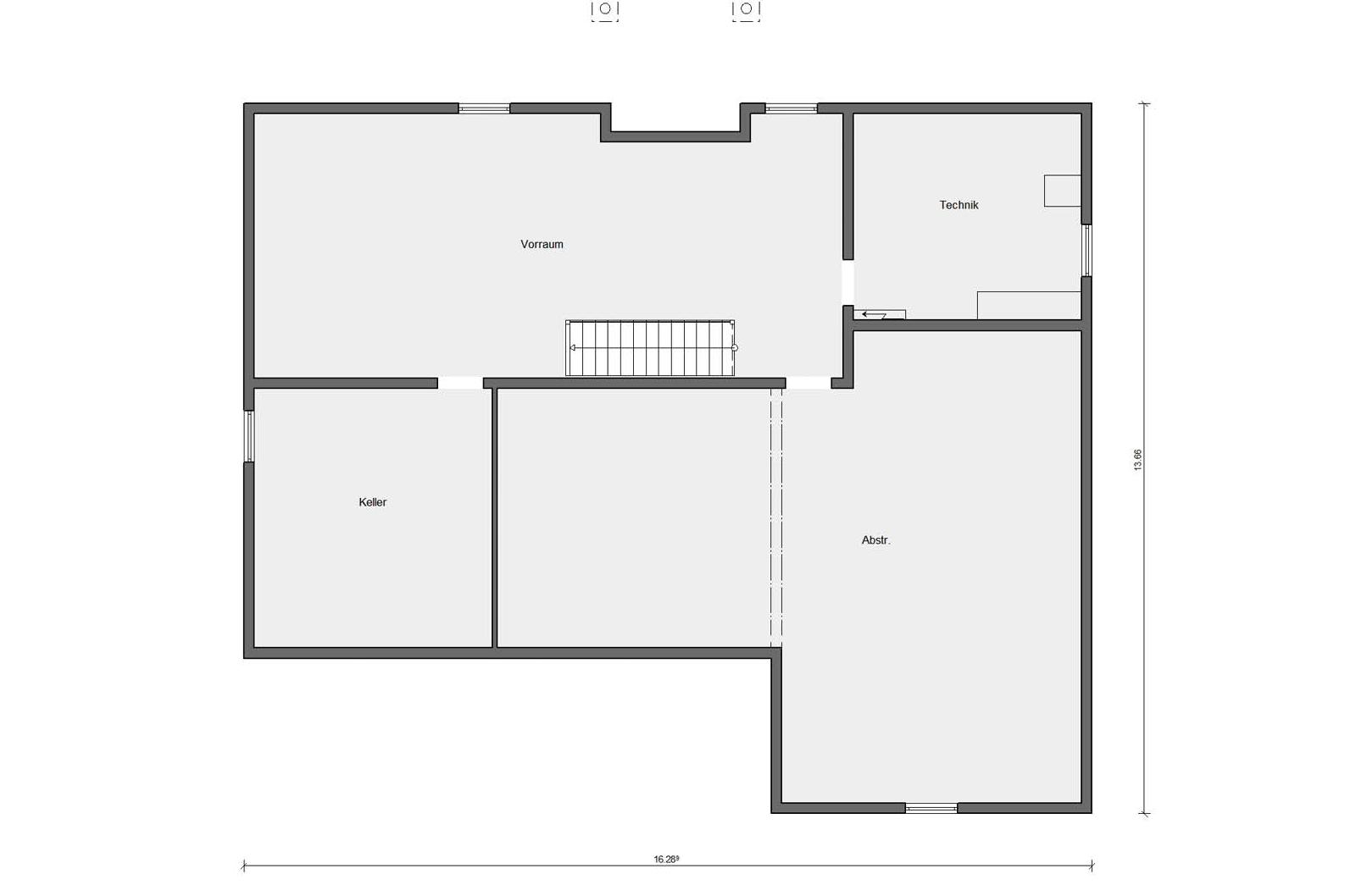 Grundriss Kellergeschoss E 10-173.2 Bungalow mit Walmdach 