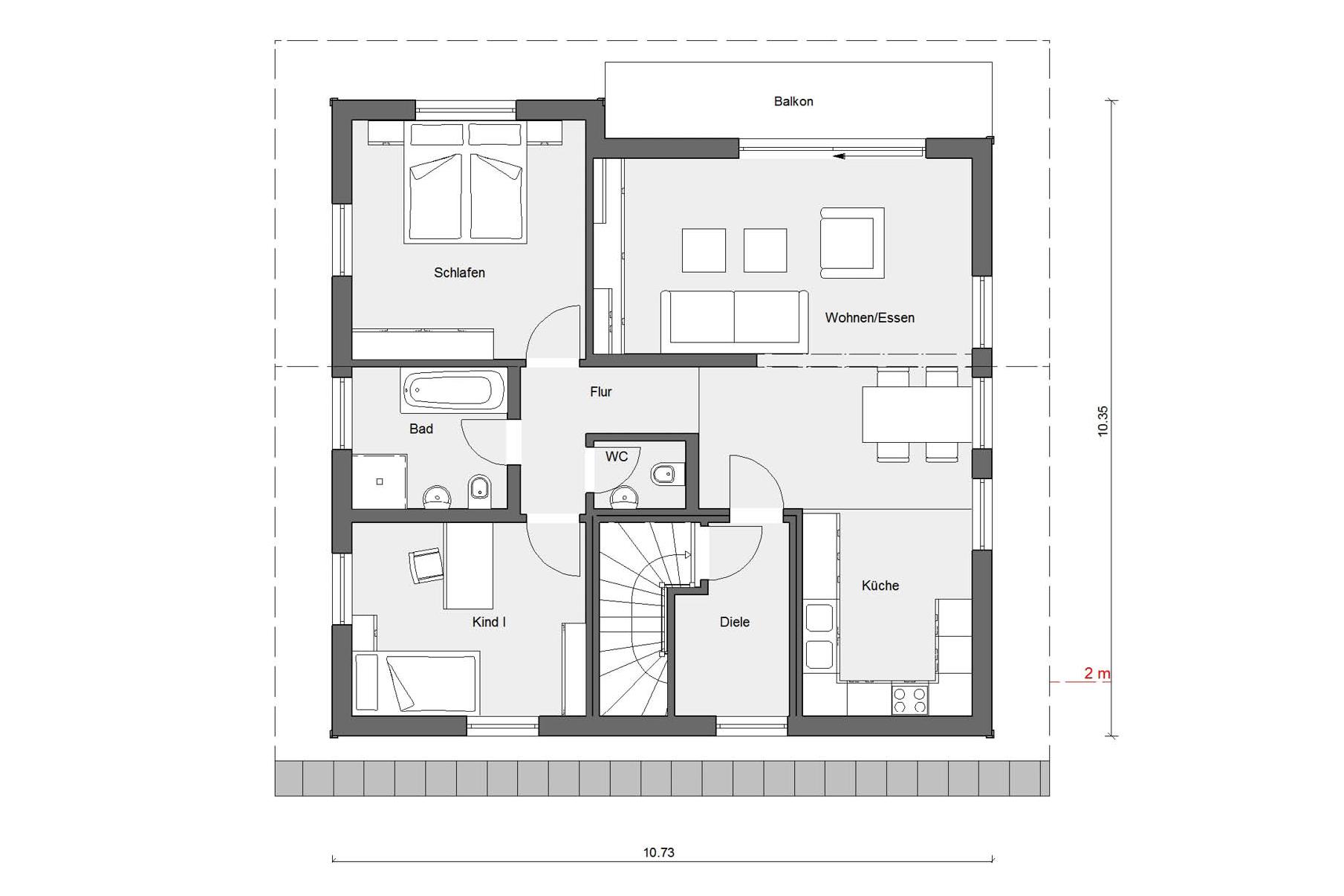 Dachgeschoss Grundriss Mehrgenerationen-Fertighaus M 15-180.2