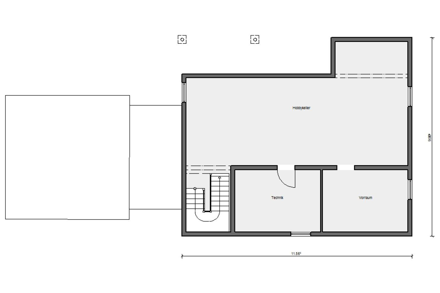Grundriss Kellergeschoss Einfamilienhaus mit Z-Dach