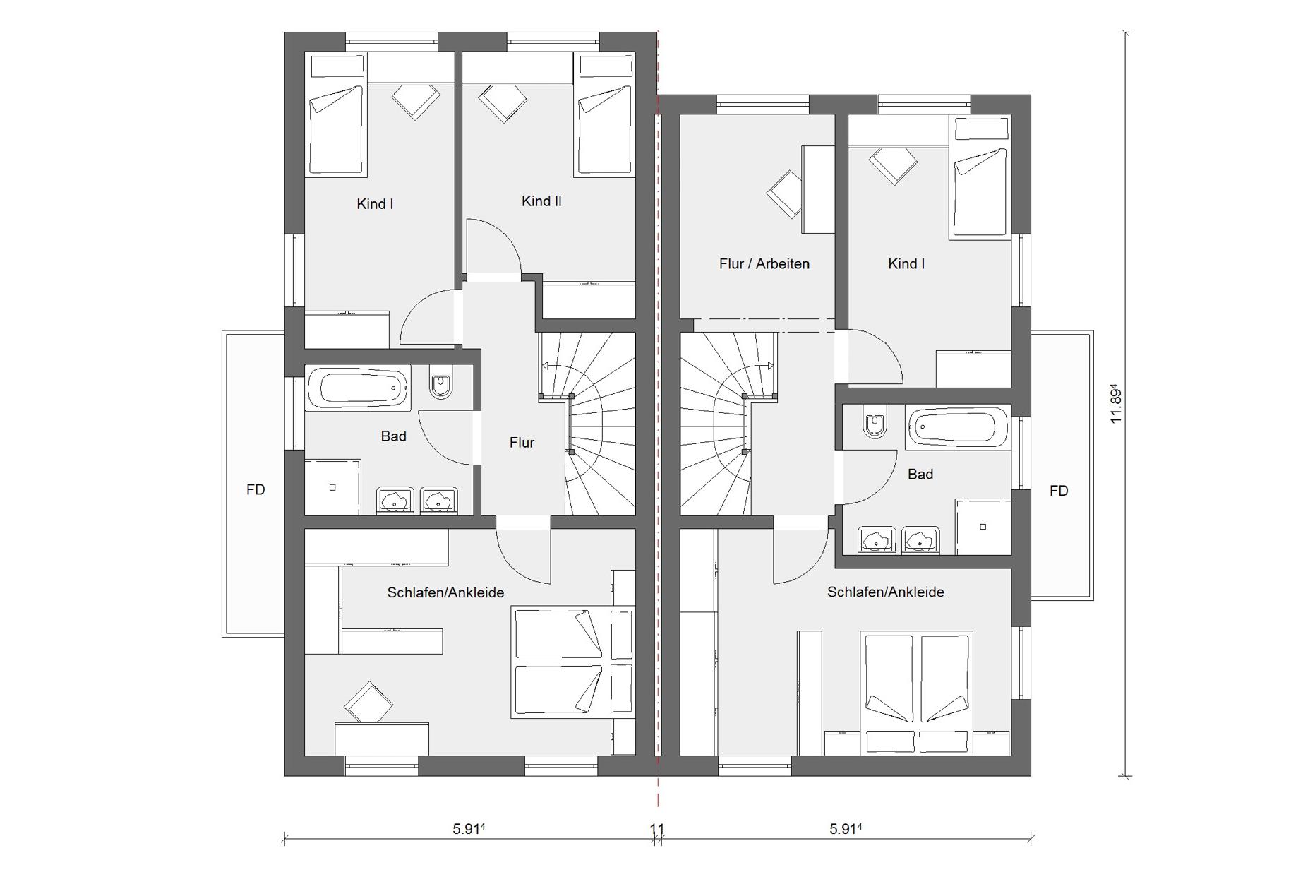 Grundriss Doppelhaus