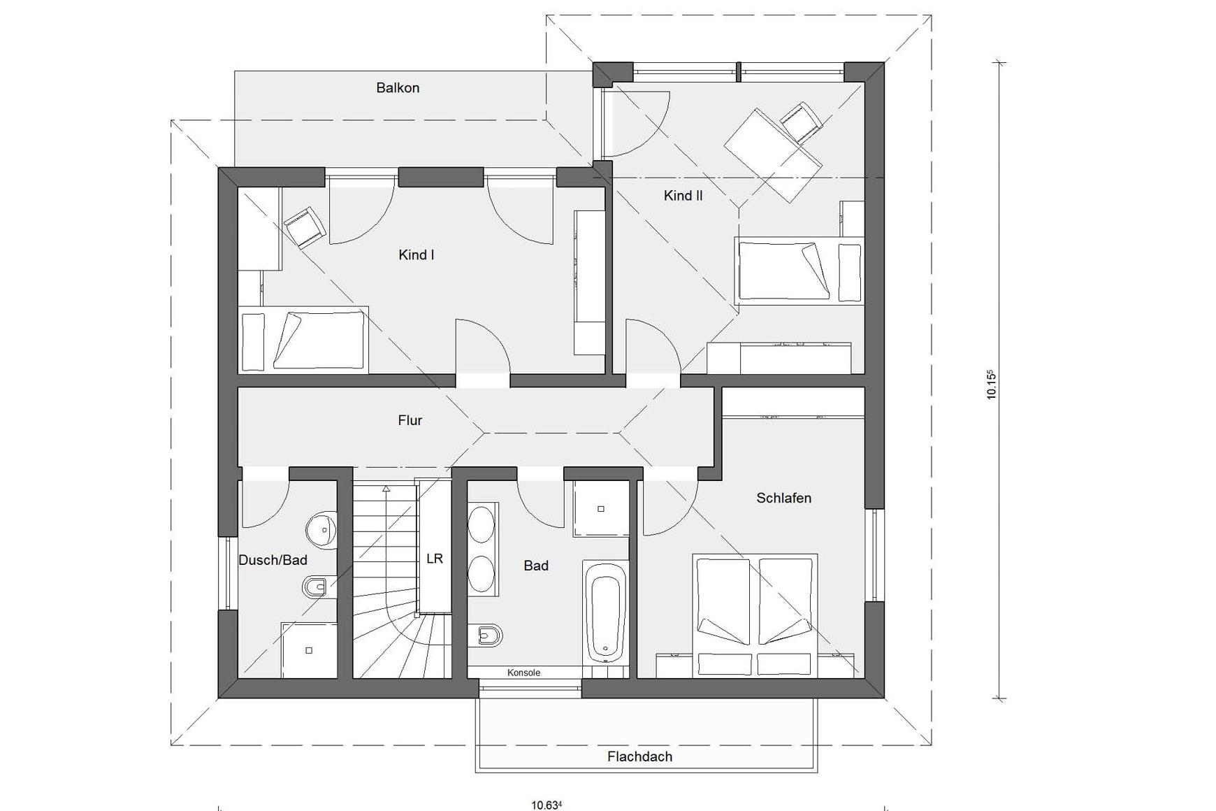 Plan d'étage grenier E 20-159.4 Villa avec toit en croupe