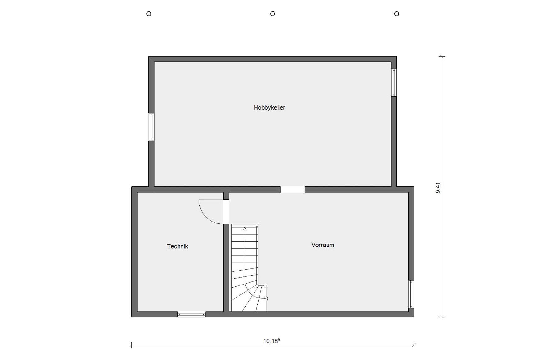 Pianta seminterrato casa moderna unifamiliare 