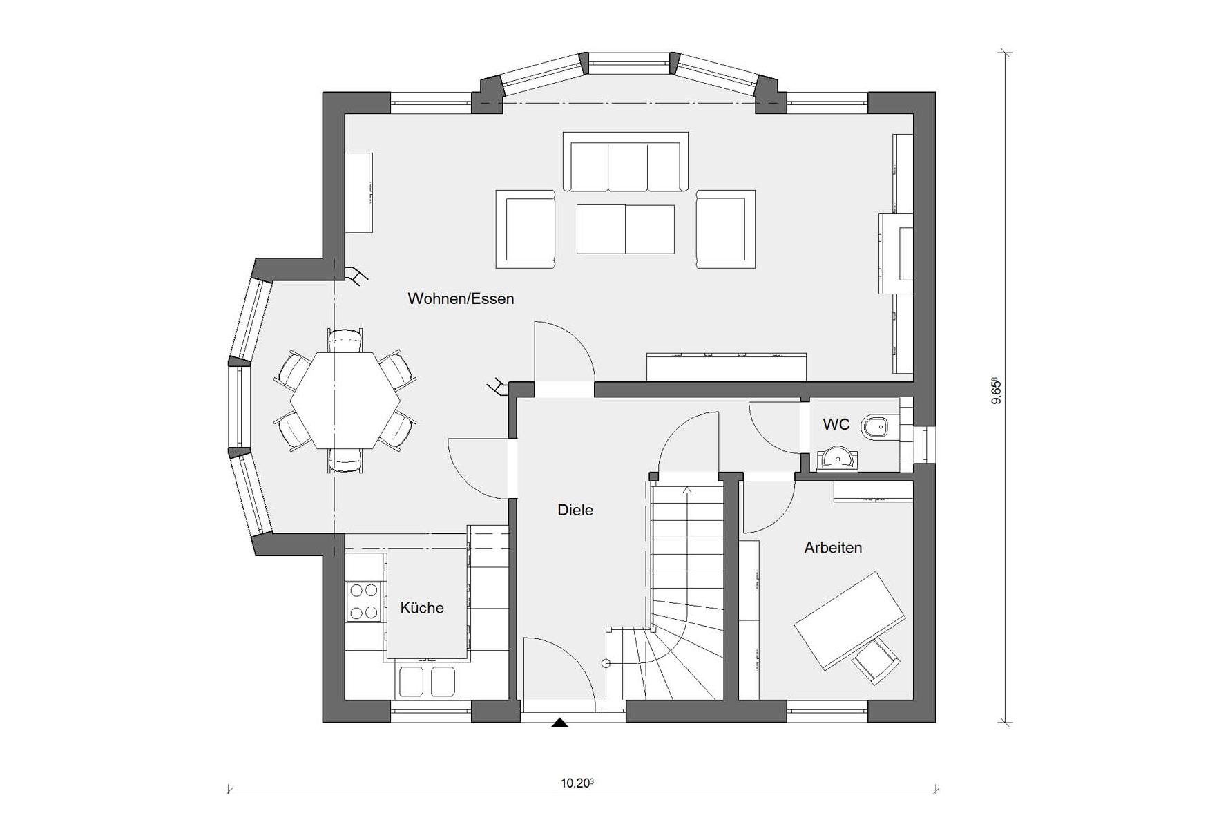 Plan d'étage rez-de-chaussée Maison campagnard E15-137.2