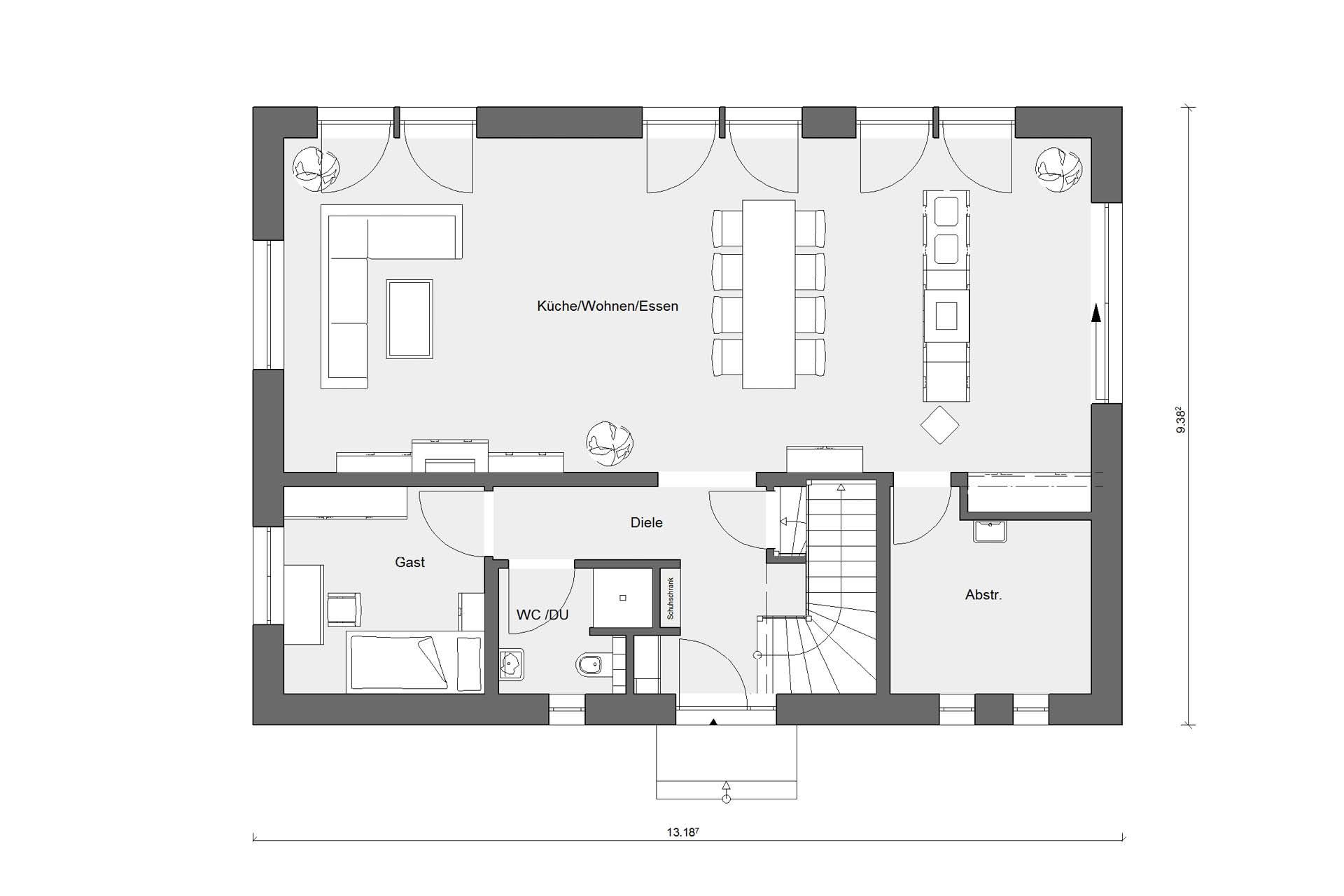 Plan d'étage rez-de-chaussée Maison écoénergetique E 20-196.1