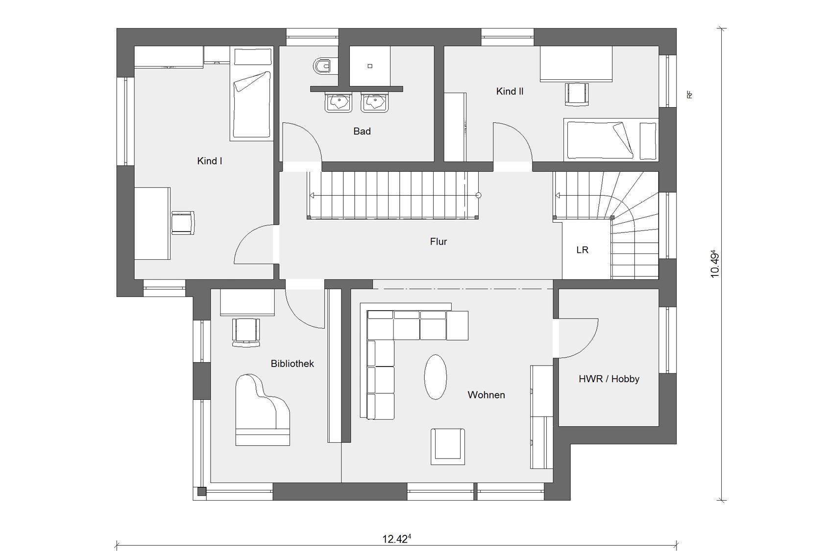 Grundriss Obergeschoss Kubushaus E 20-189.3