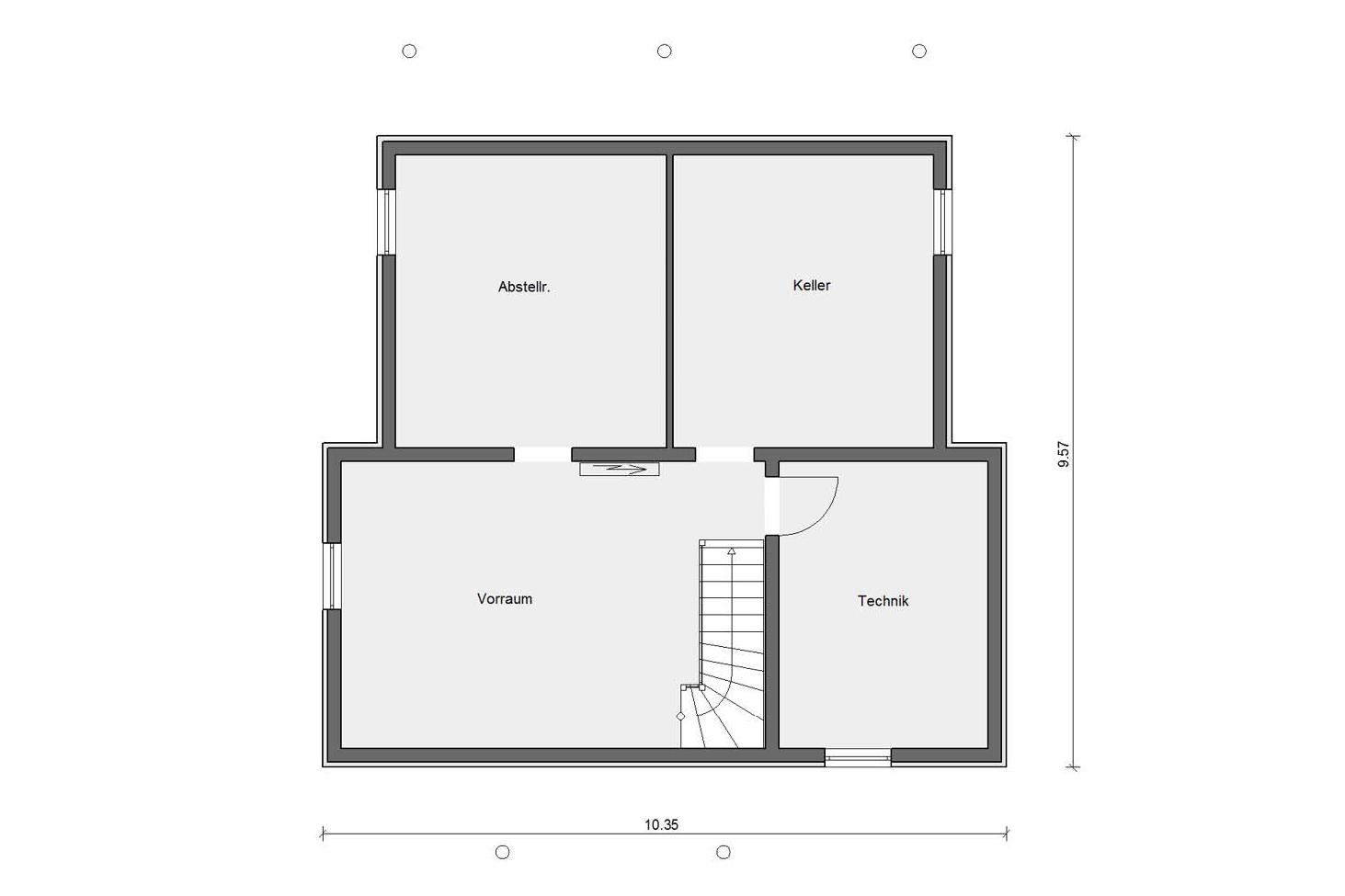 Plan d'étage cave E 15-146.1 Maison préfabriquée moderne