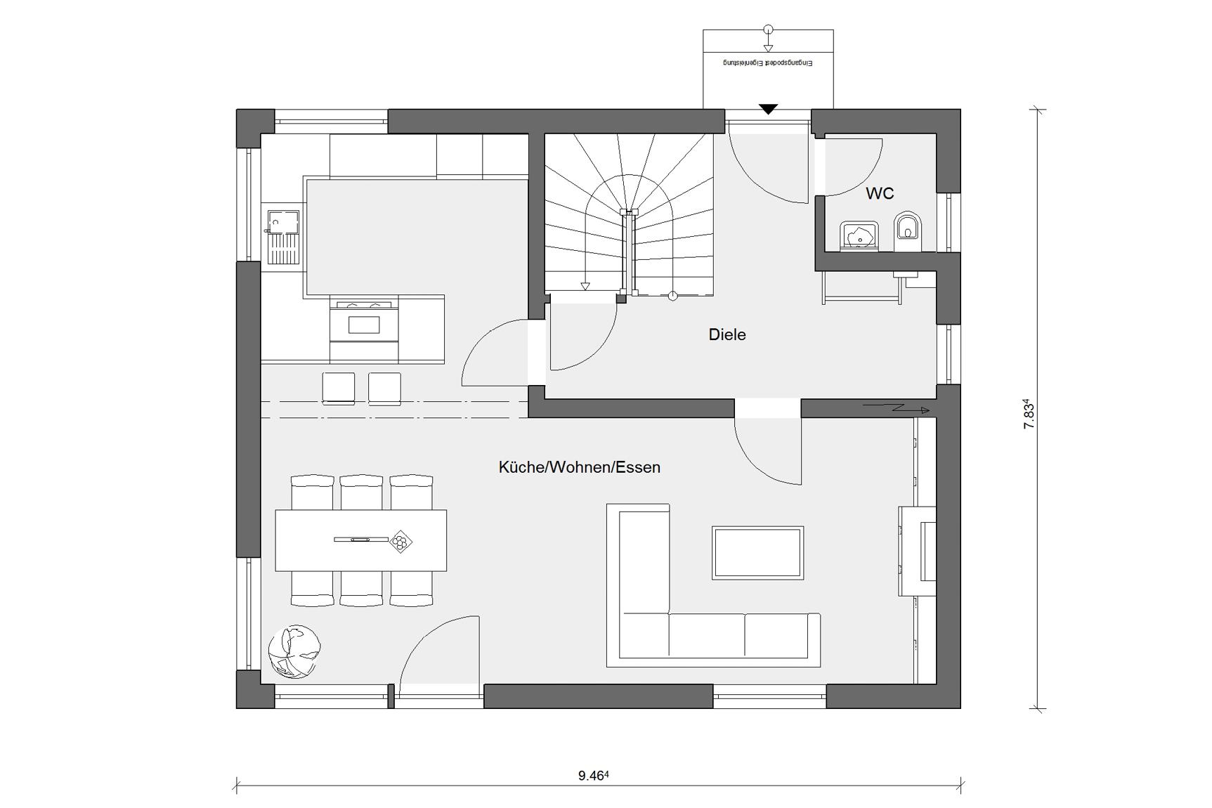 Grundriss Erdgeschoss E 15-121.9 Haus mit Satteldach