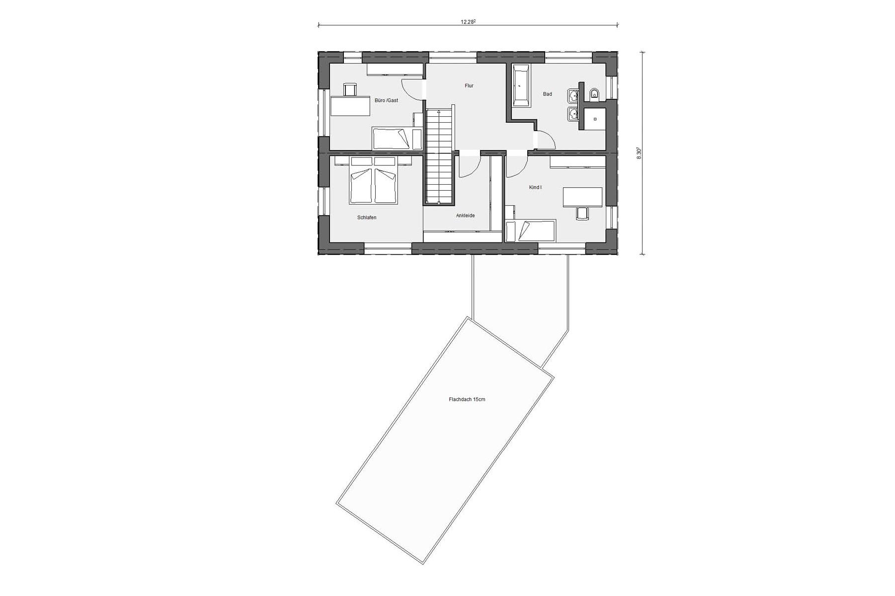 [Translate to Français:] Grundriss Dachgeschoss E 20-161.2 Energieeffizienzhaus