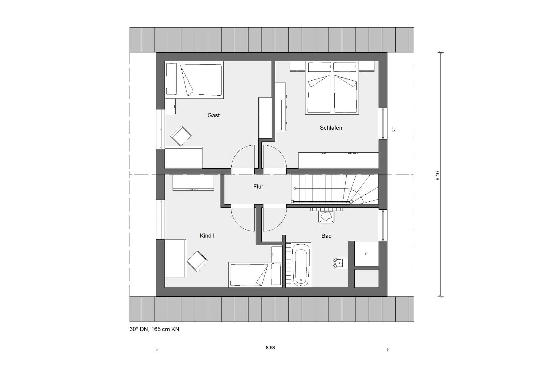 Grundriss Dachgeschoss E 15-128.8 Modernes Landhaus